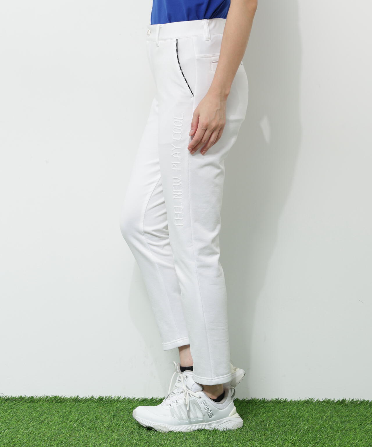 【PING APPAREL】全方向ストレッチ 接結裏メッシュスウェットテーパードパンツ ＜GOLD＞ (LADIES)