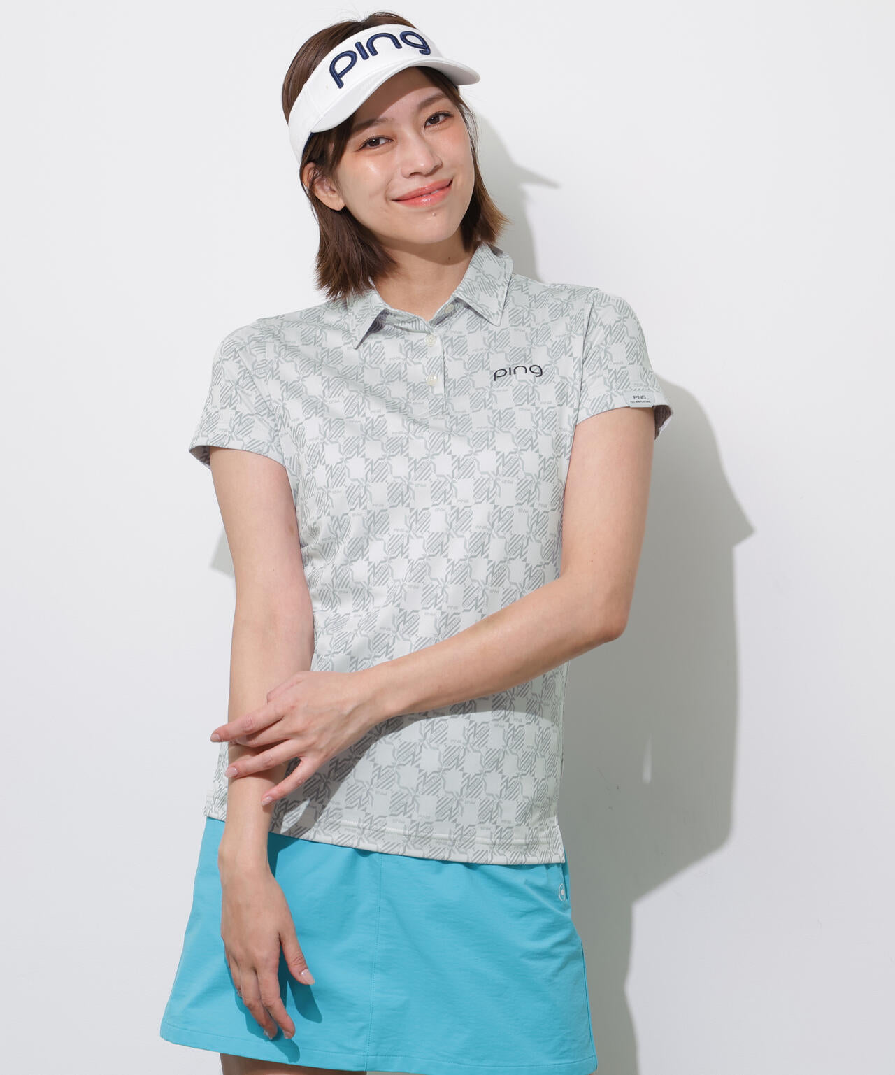 【PING APPAREL】AZモノグラムジャカードブロックロゴ半袖ポロシャツ ＜PERFORMANCE＞ (LADIES)