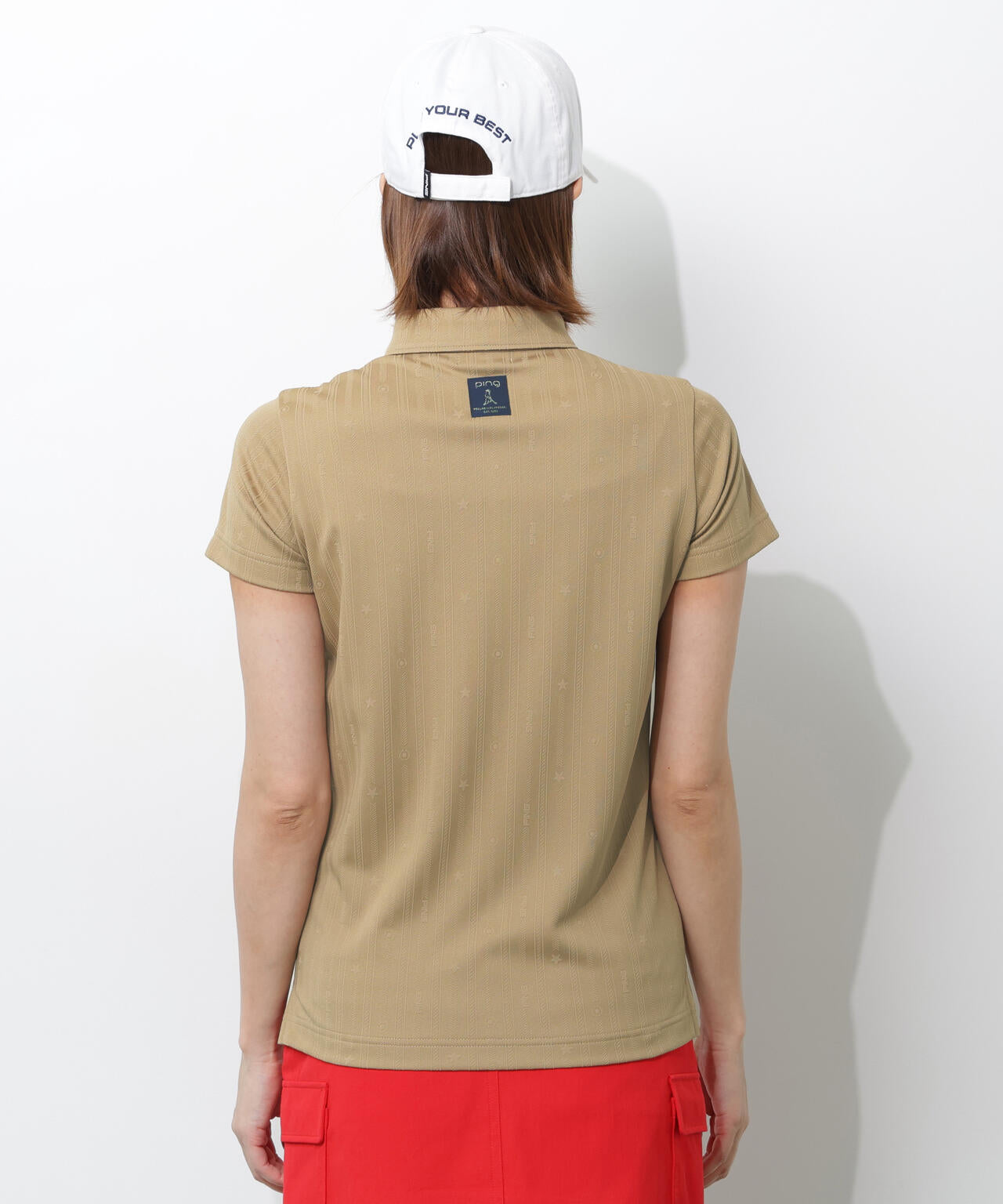 【PING APPAREL】凸凹ストライプジャガード半袖ボタンダウンシャツ ＜NATIVE＞ (LADIES)