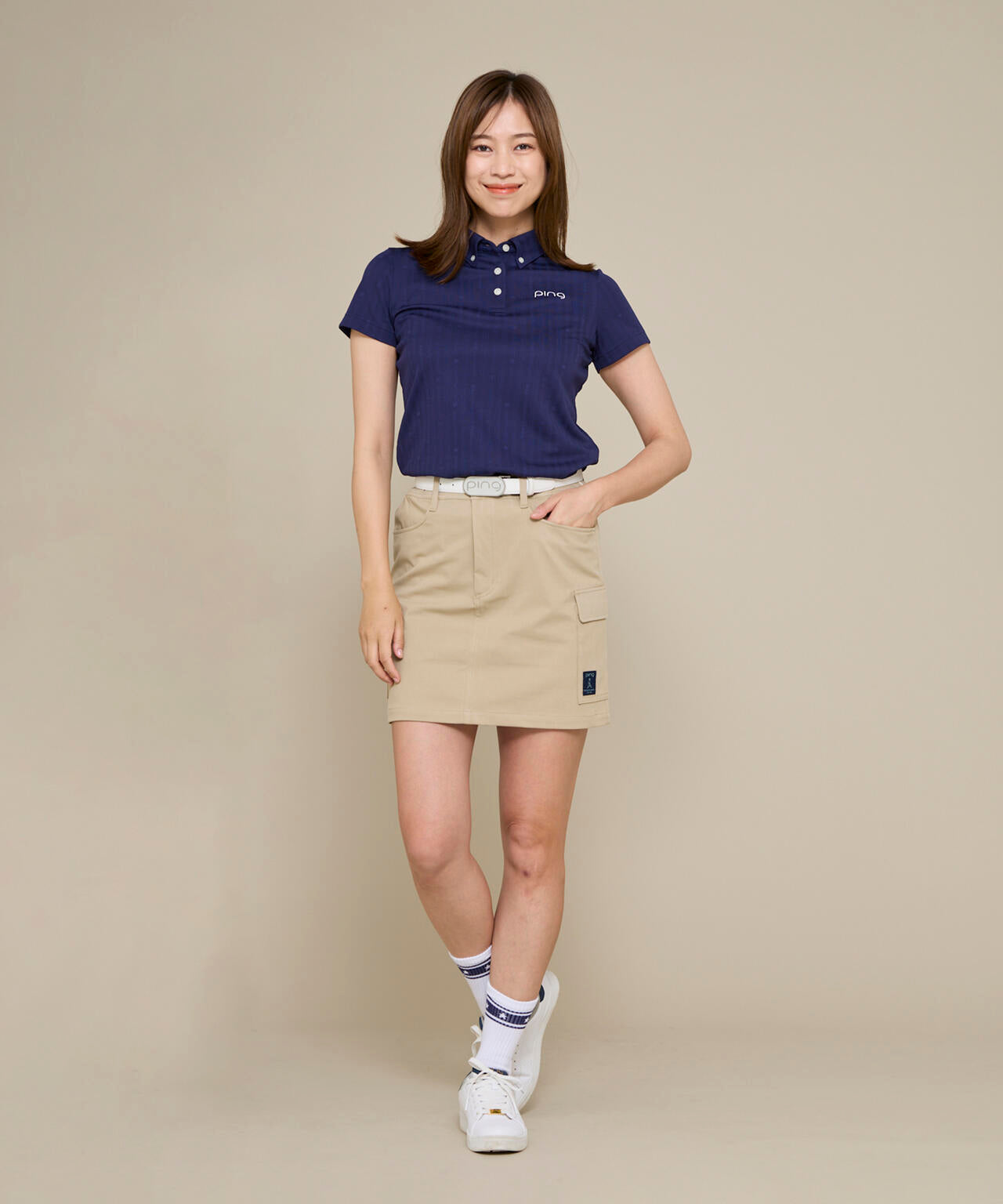 【PING APPAREL】凸凹ストライプジャガード半袖ボタンダウンシャツ ＜NATIVE＞ (LADIES)
