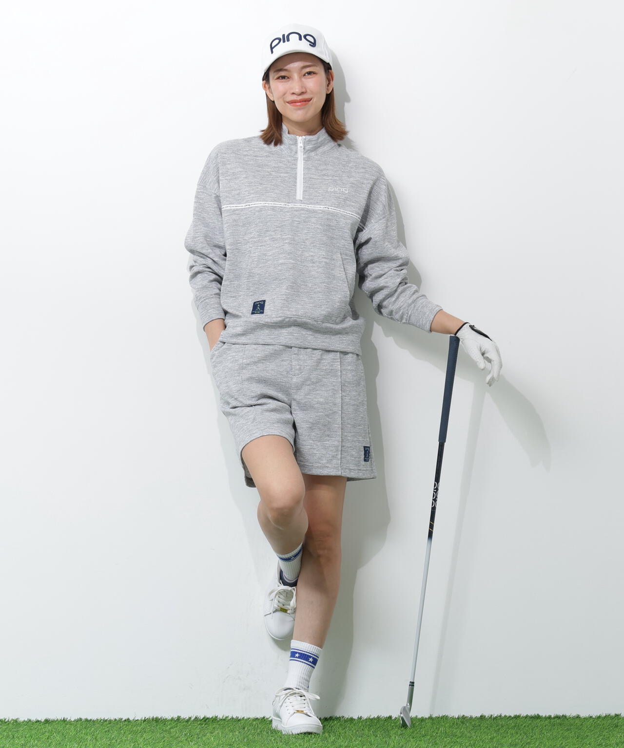 【PING APPAREL】全方向ストレッチダブルフェイスドライミックスアイストーンハーフジップカットソー＜NATIVE＞ (LADIES)
