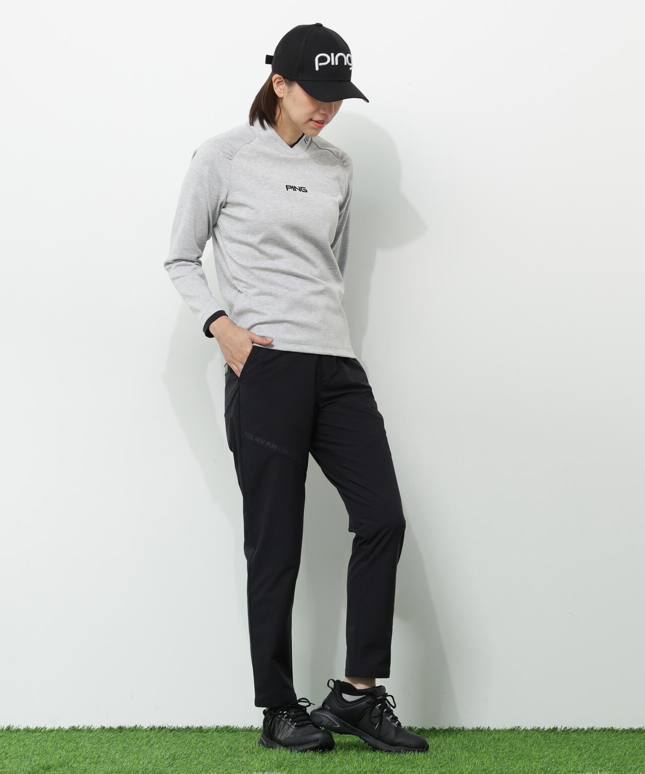 【PING APPAREL】冷感ポンチハイネックシャツ ＜GOLD＞ (LADIES)