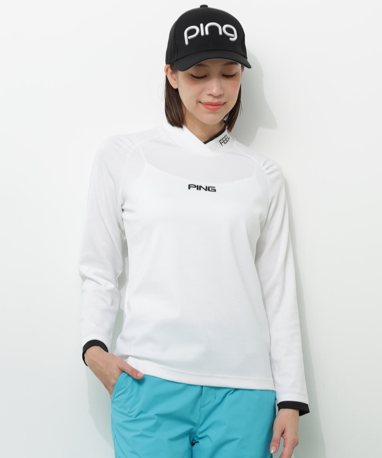 【PING APPAREL】冷感ポンチハイネックシャツ ＜GOLD＞ (LADIES)