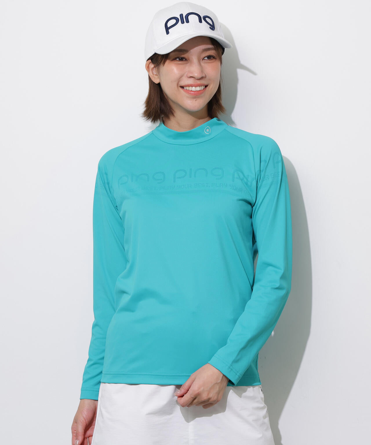 【PING APPAREL】ロゴジャカード長袖ハイネックシャツ ＜PERFORMANCE＞ (LADIES)