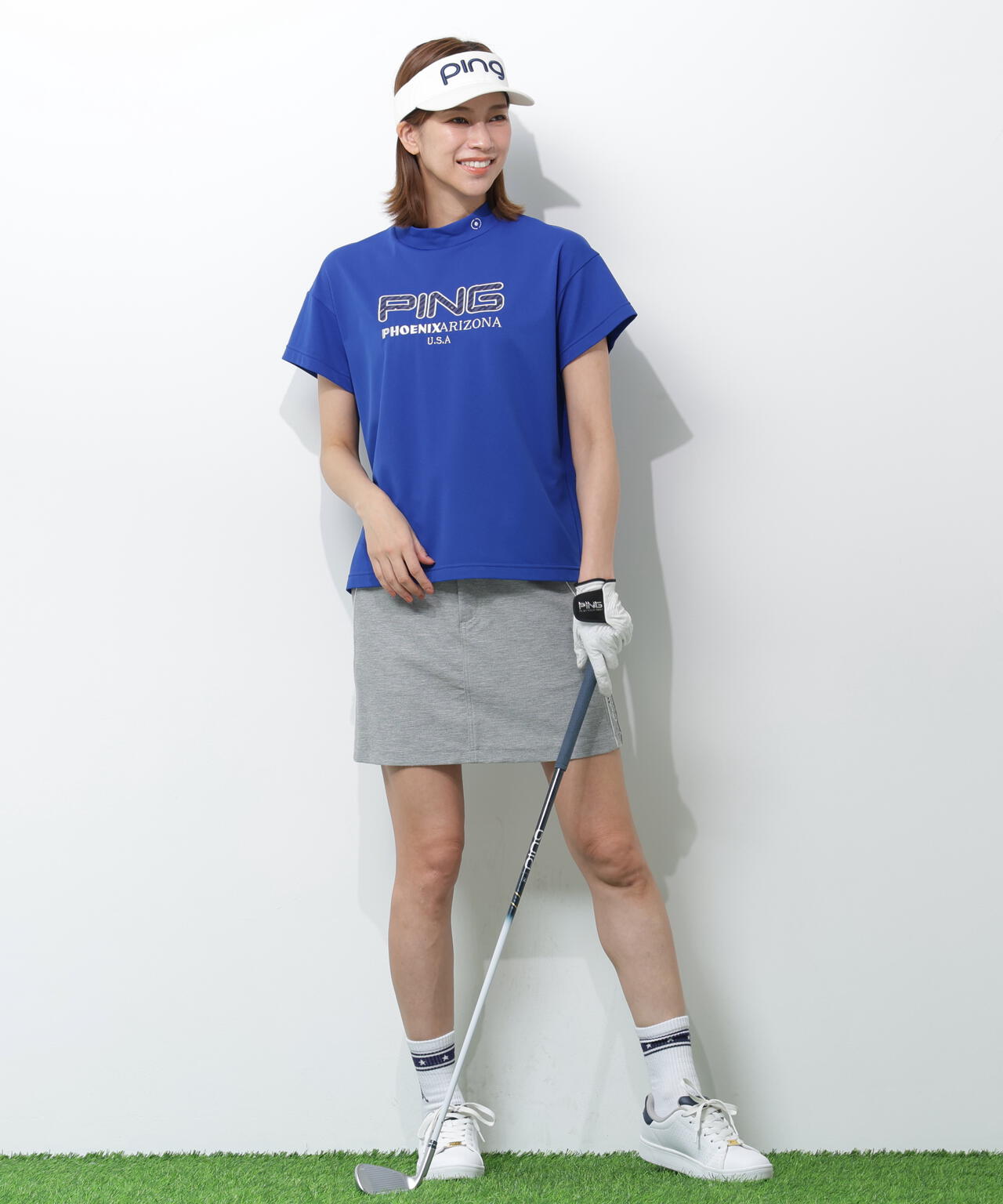 【PING APPAREL】アップリケ半袖ハイネックシャツ ＜NATIVE＞ (LADIES)