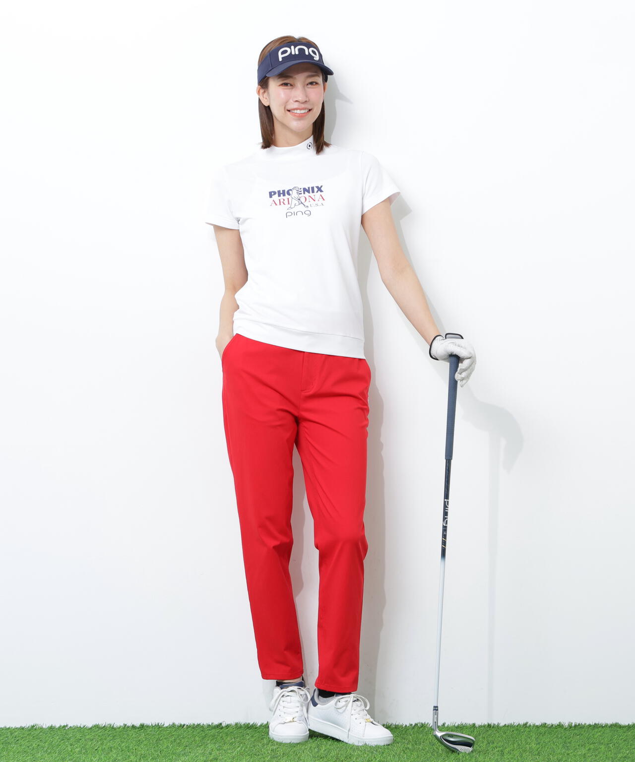 【PING APPAREL】SNAPTEXカノコインレーMr.PINGプリント半袖ハイネックカットソー ＜NATIVE＞ (LADIES)