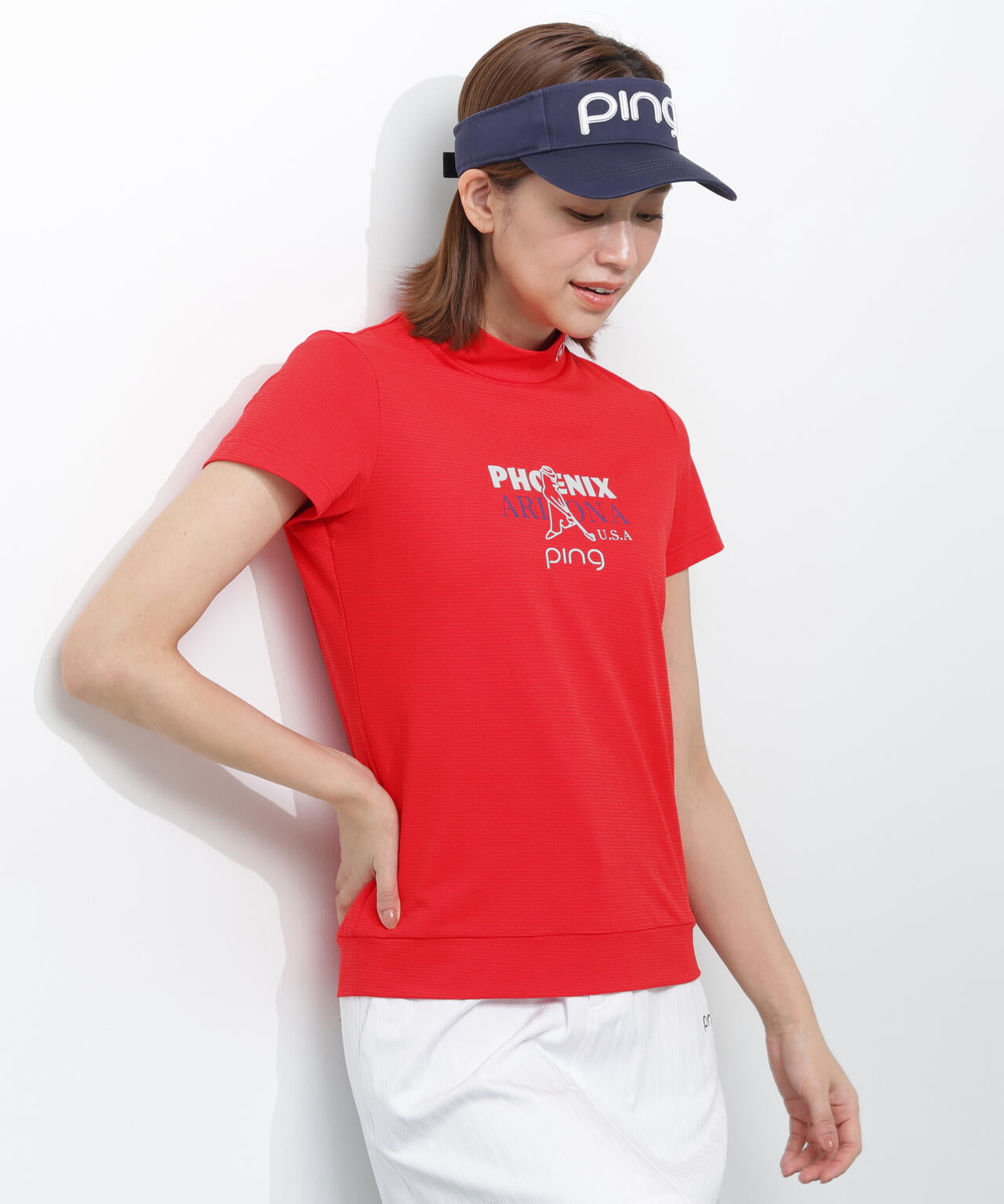 【PING APPAREL】SNAPTEXカノコインレーMr.PINGプリント半袖ハイネックカットソー ＜NATIVE＞ (LADIES)