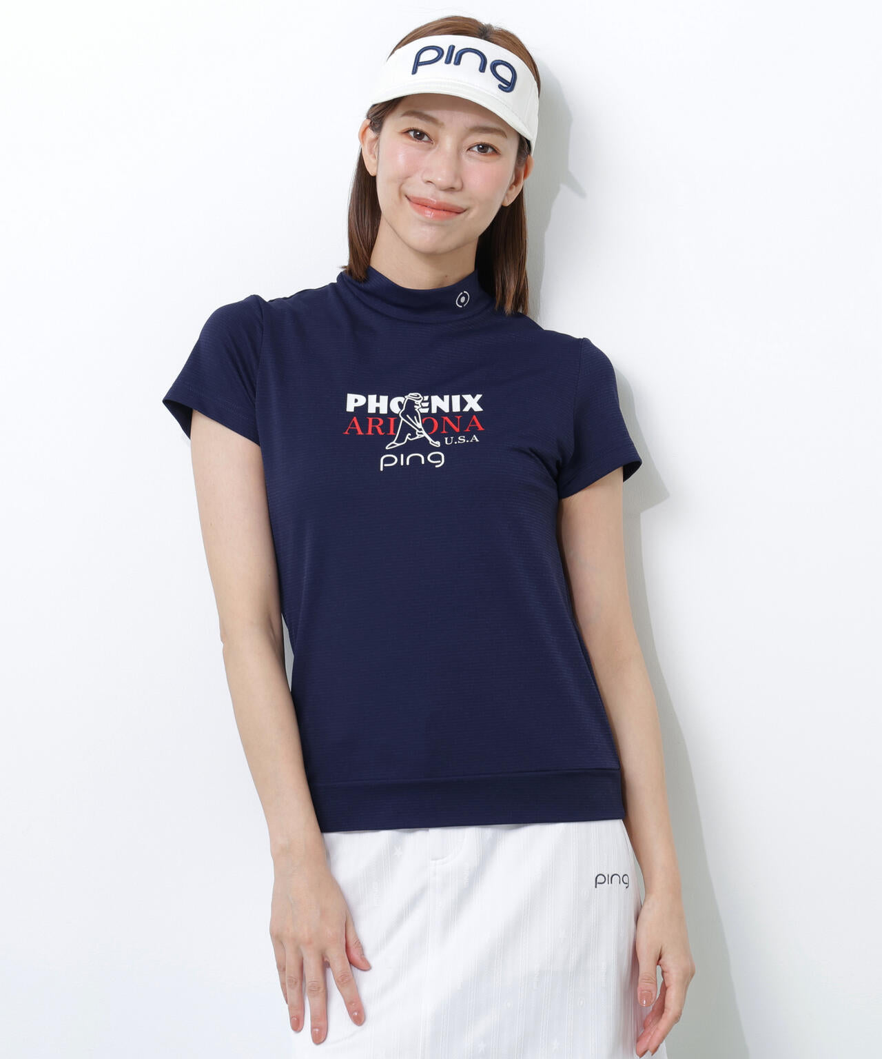 【PING APPAREL】SNAPTEXカノコインレーMr.PINGプリント半袖ハイネックカットソー ＜NATIVE＞ (LADIES)