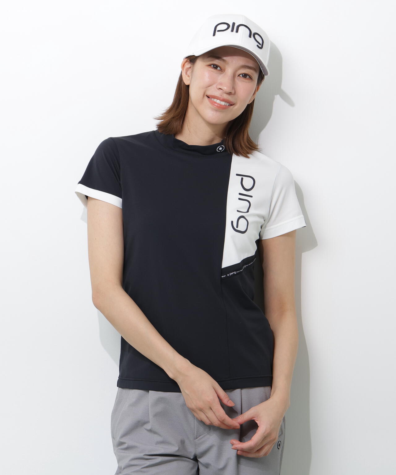 【PING APPAREL】クイックドライバイカラー半袖カノコハイネックカットソー ＜PERFORMANCE＞ (LADIES)