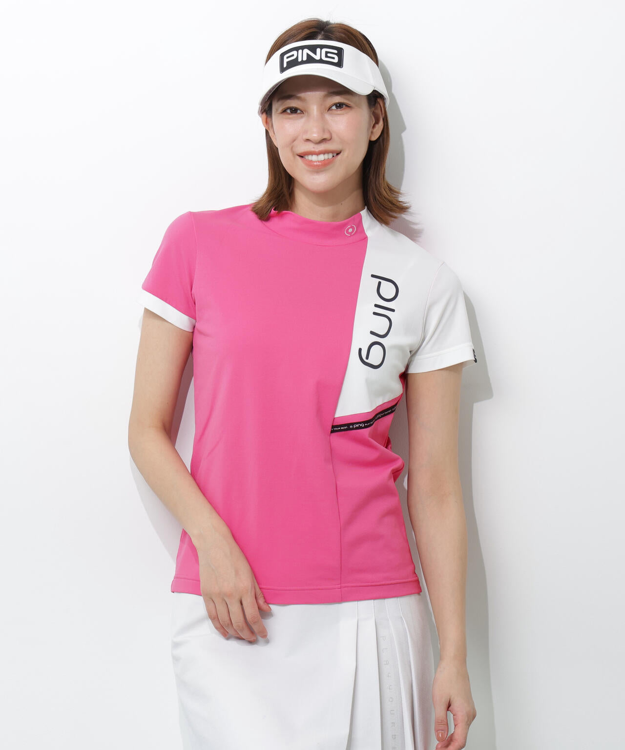 【PING APPAREL】クイックドライバイカラー半袖カノコハイネックカットソー ＜PERFORMANCE＞ (LADIES)