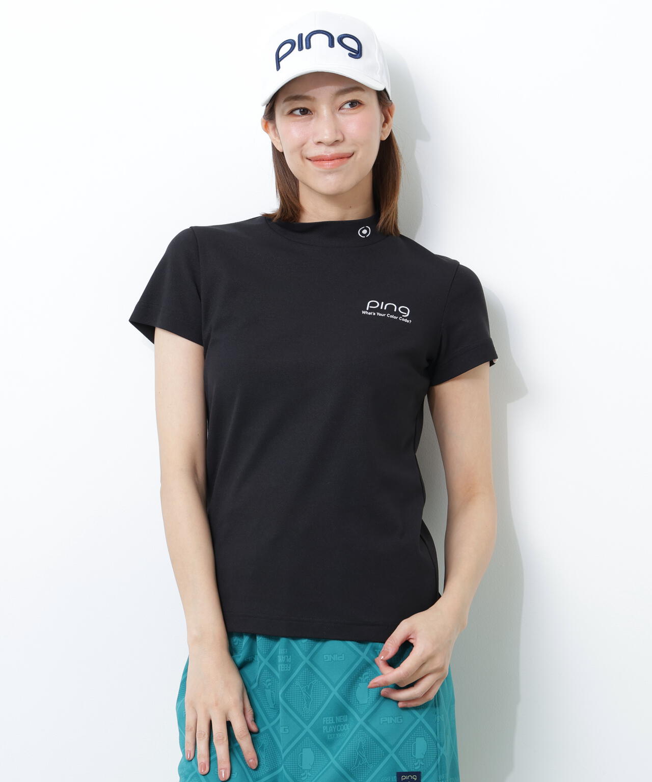 【PING APPAREL】【10カラーシリーズ】PEカノコ半袖ハイネックシャツ ＜NATIVE＞ (LADIES)