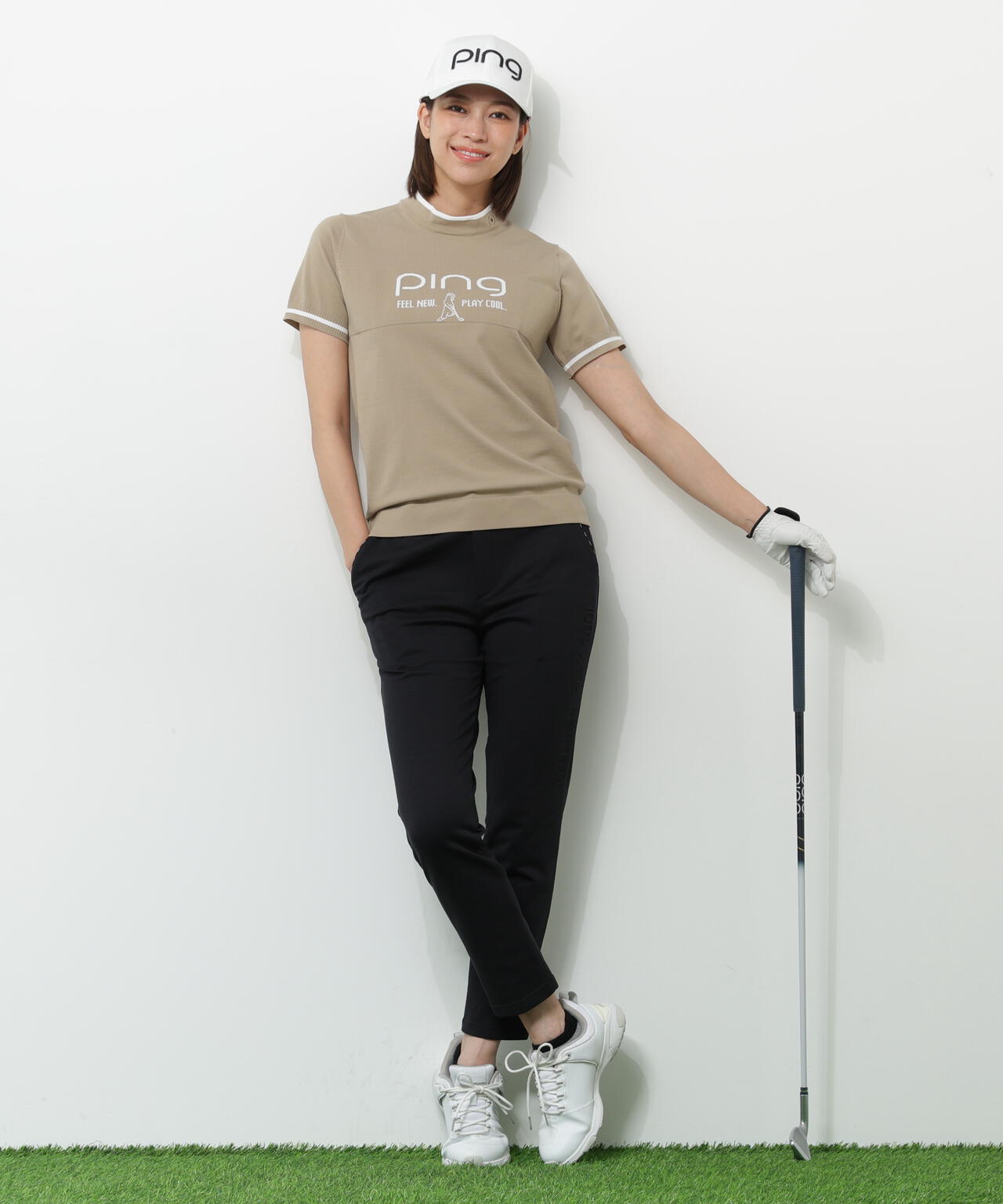 【PING APPAREL】Mr.PINGジャカード半袖ハイネックニット ＜GOLD＞ (LADIES)