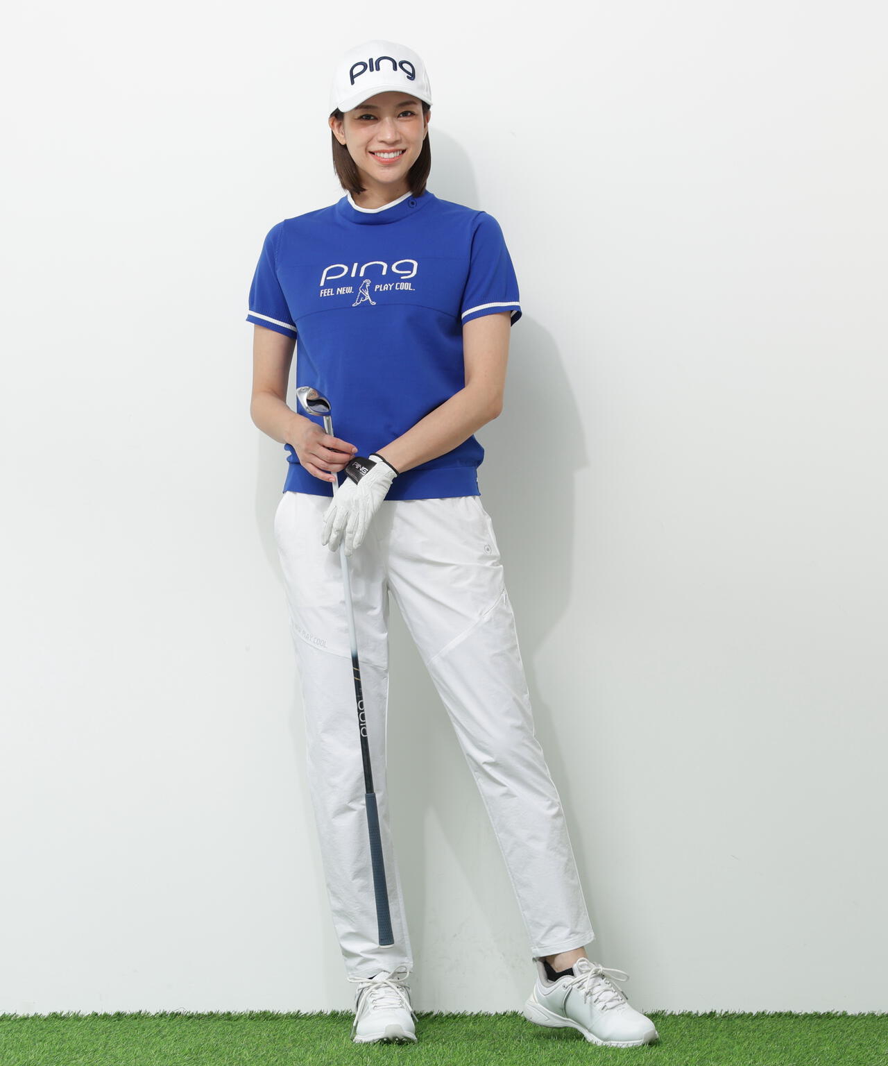 【PING APPAREL】Mr.PINGジャカード半袖ハイネックニット ＜GOLD＞ (LADIES)