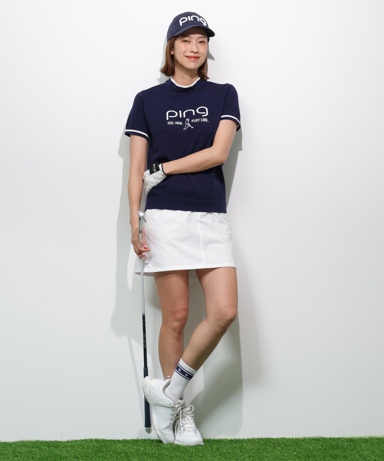 【PING APPAREL】Mr.PINGジャカード半袖ハイネックニット ＜GOLD＞ (LADIES)