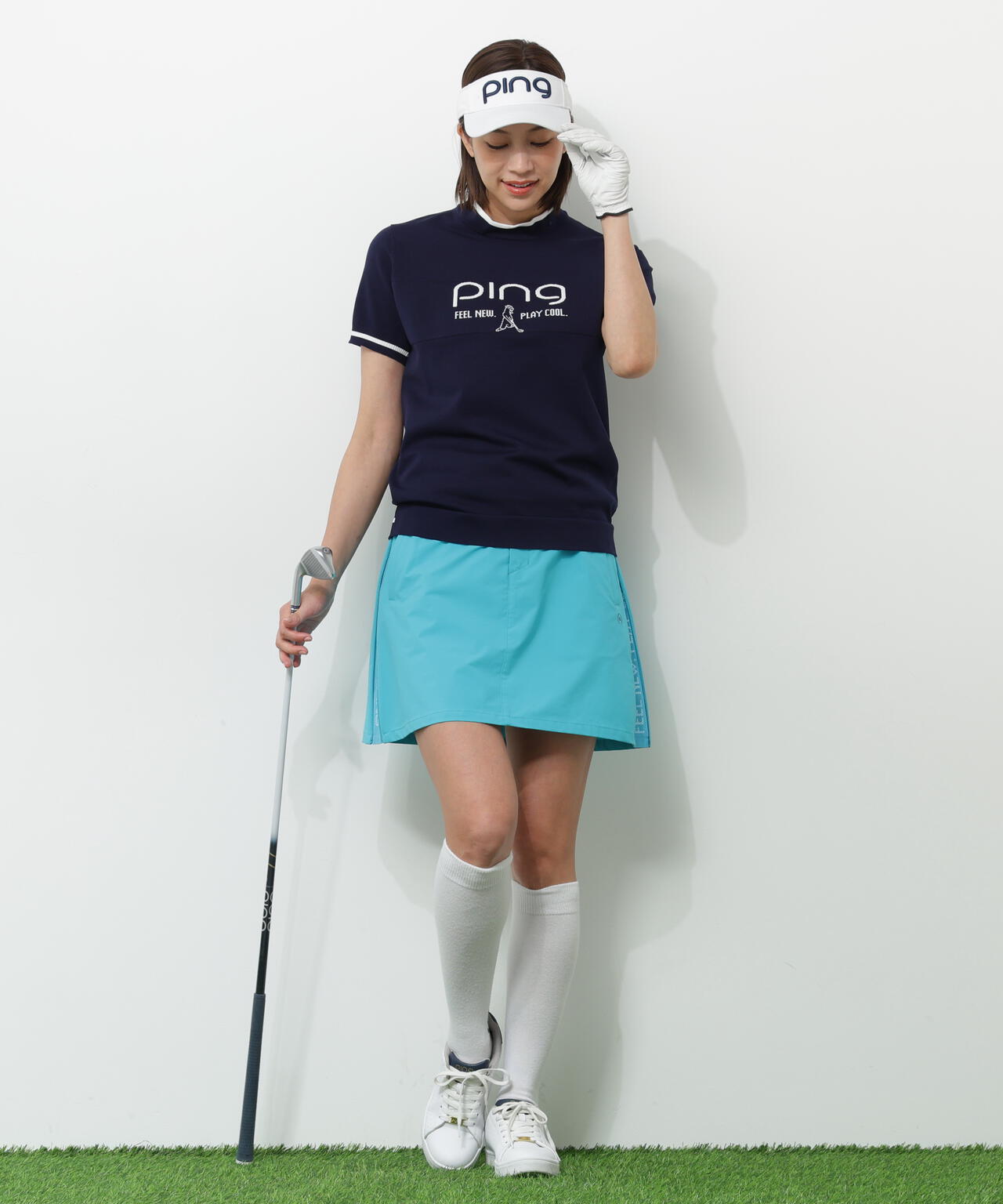【PING APPAREL】Mr.PINGジャカード半袖ハイネックニット ＜GOLD＞ (LADIES)