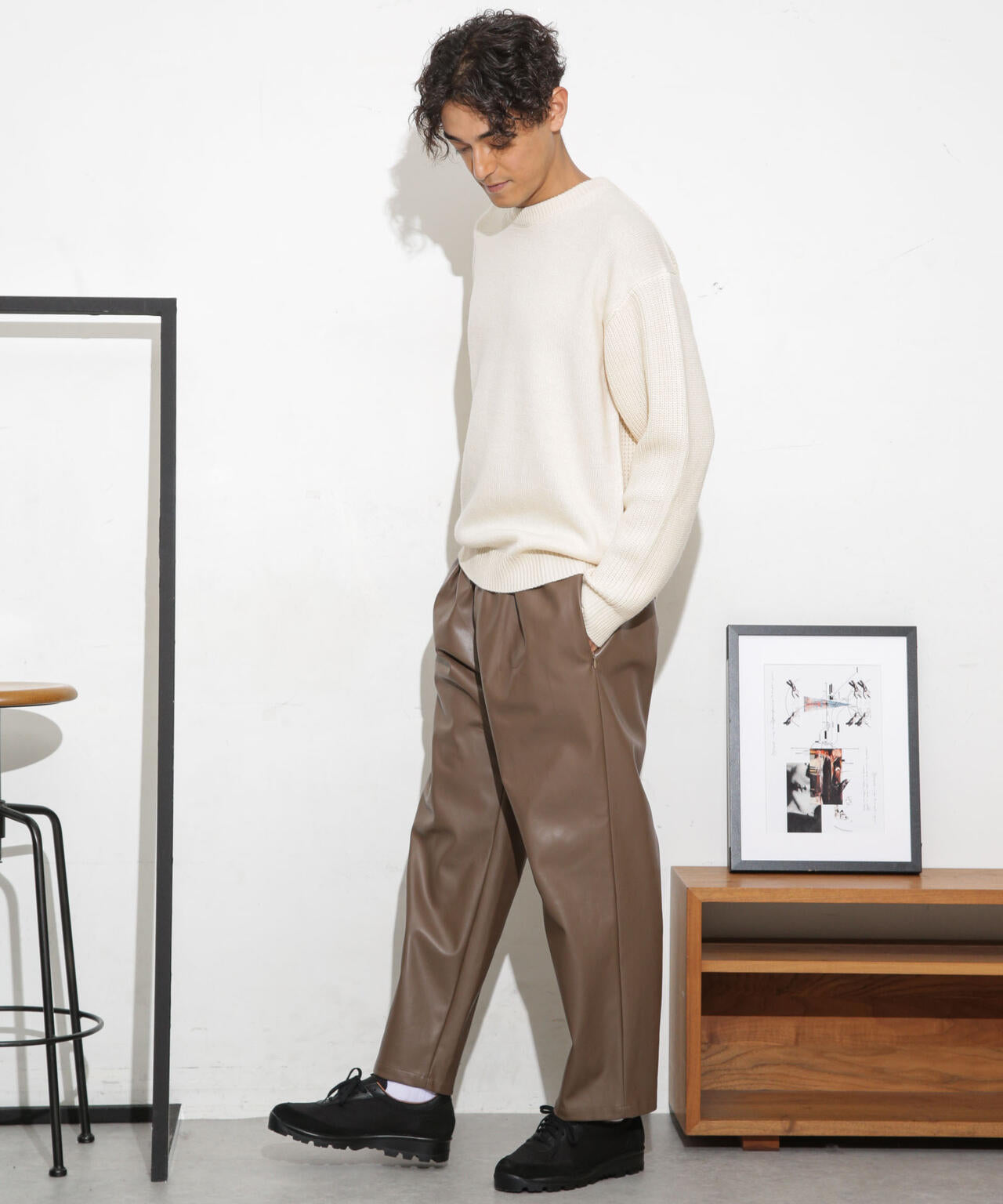 フェイクレザートラックパンツ(セットアップ可)