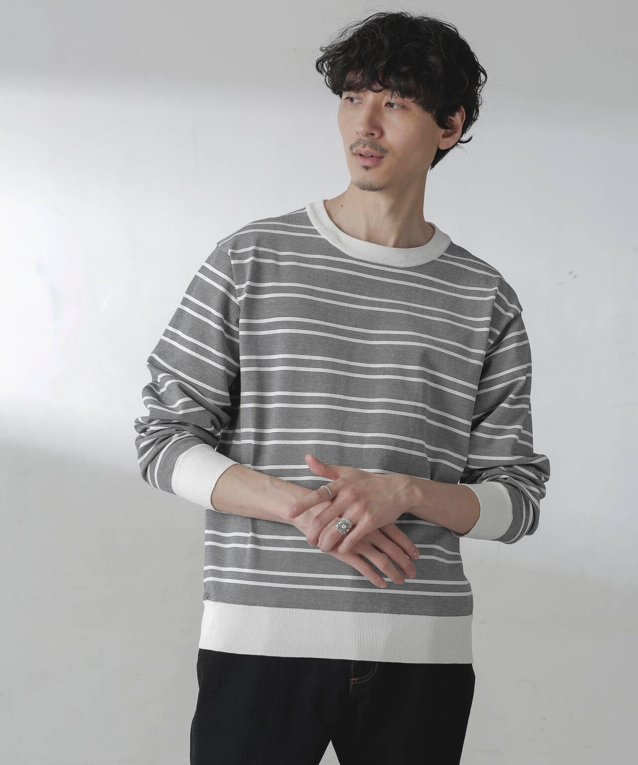 C/SORONA プレーティングボーダーニットＴシャツ