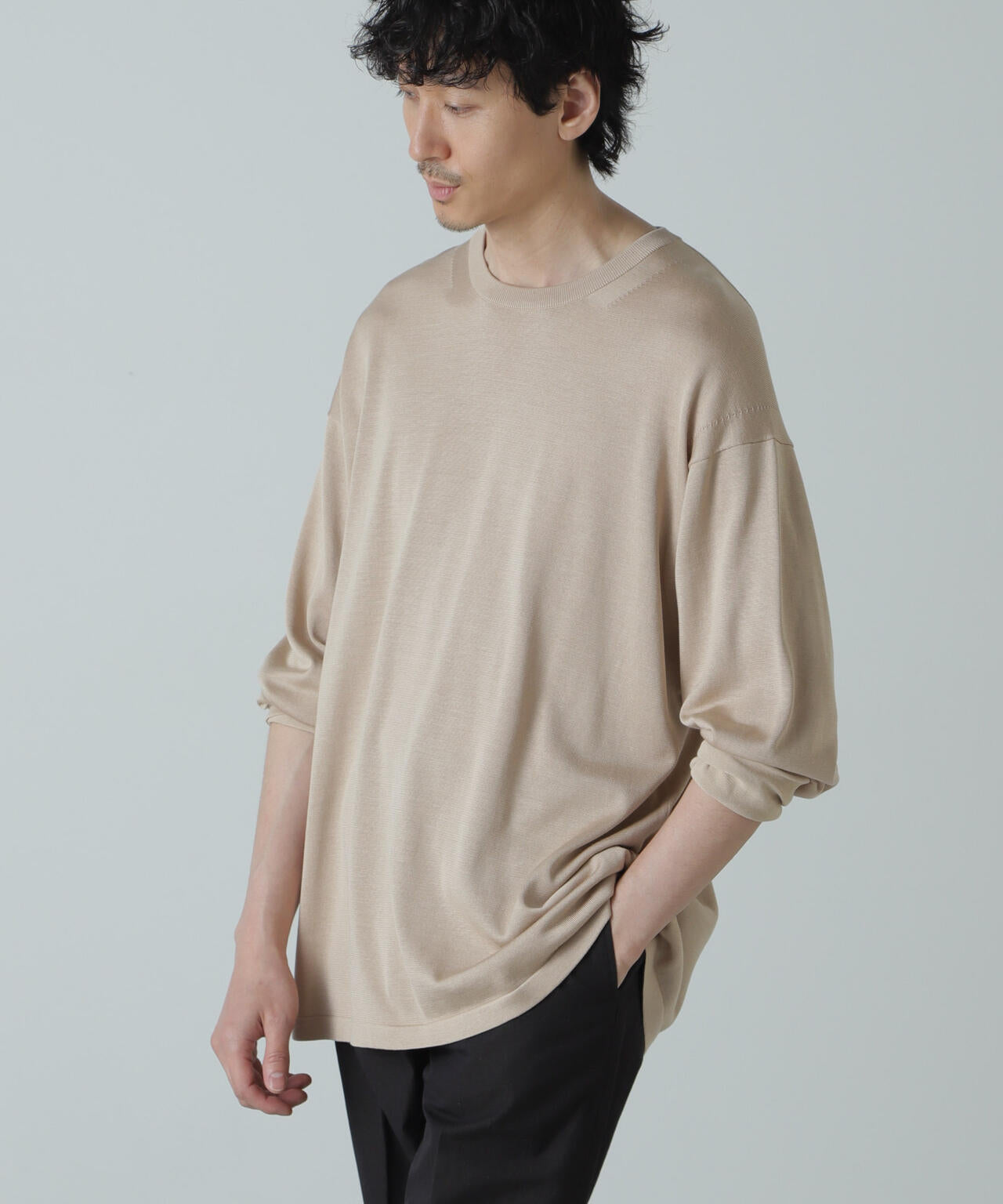 AB.シルクプレーティングリラックスニットTシャツ