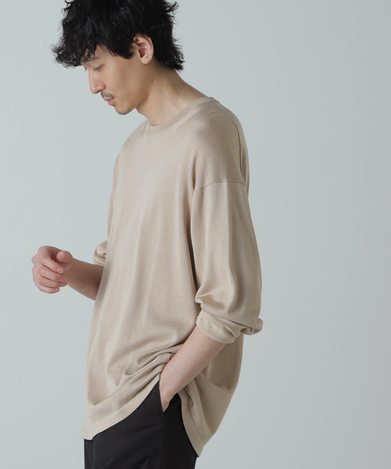 AB.シルクプレーティングリラックスニットTシャツ