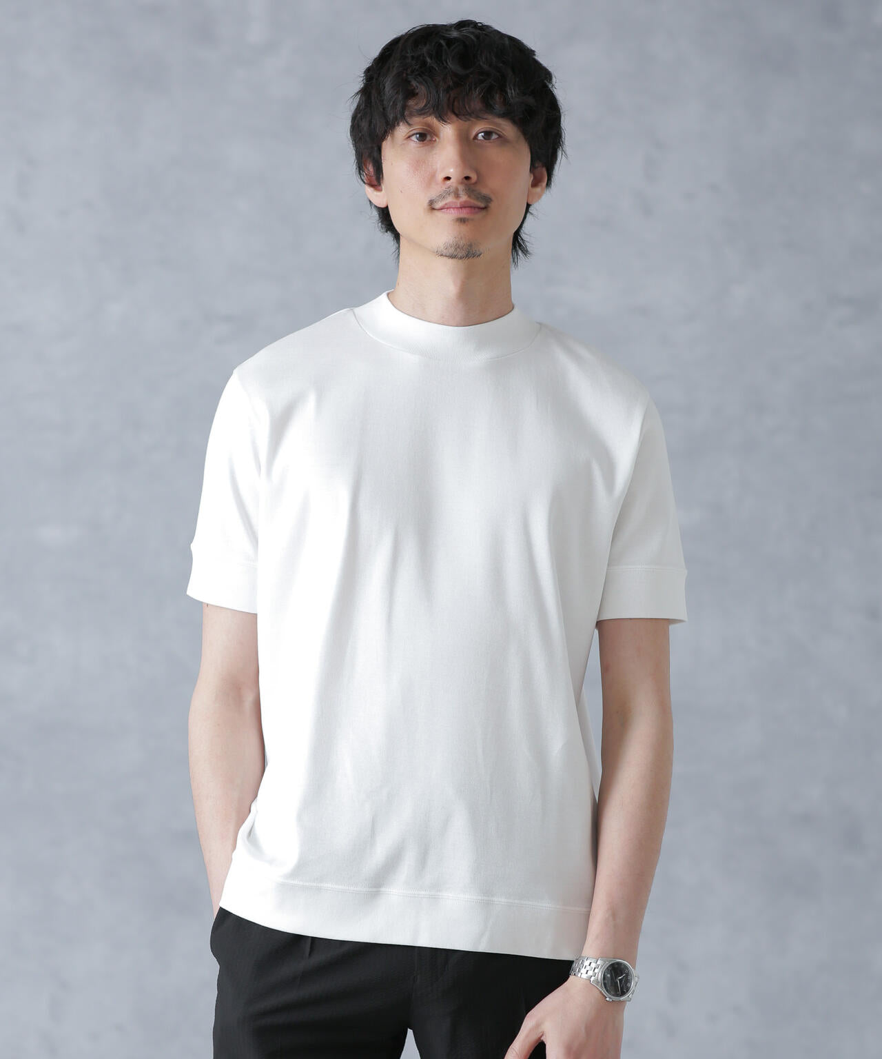 「FORMAL JERSEY」モックネックカットソー半袖