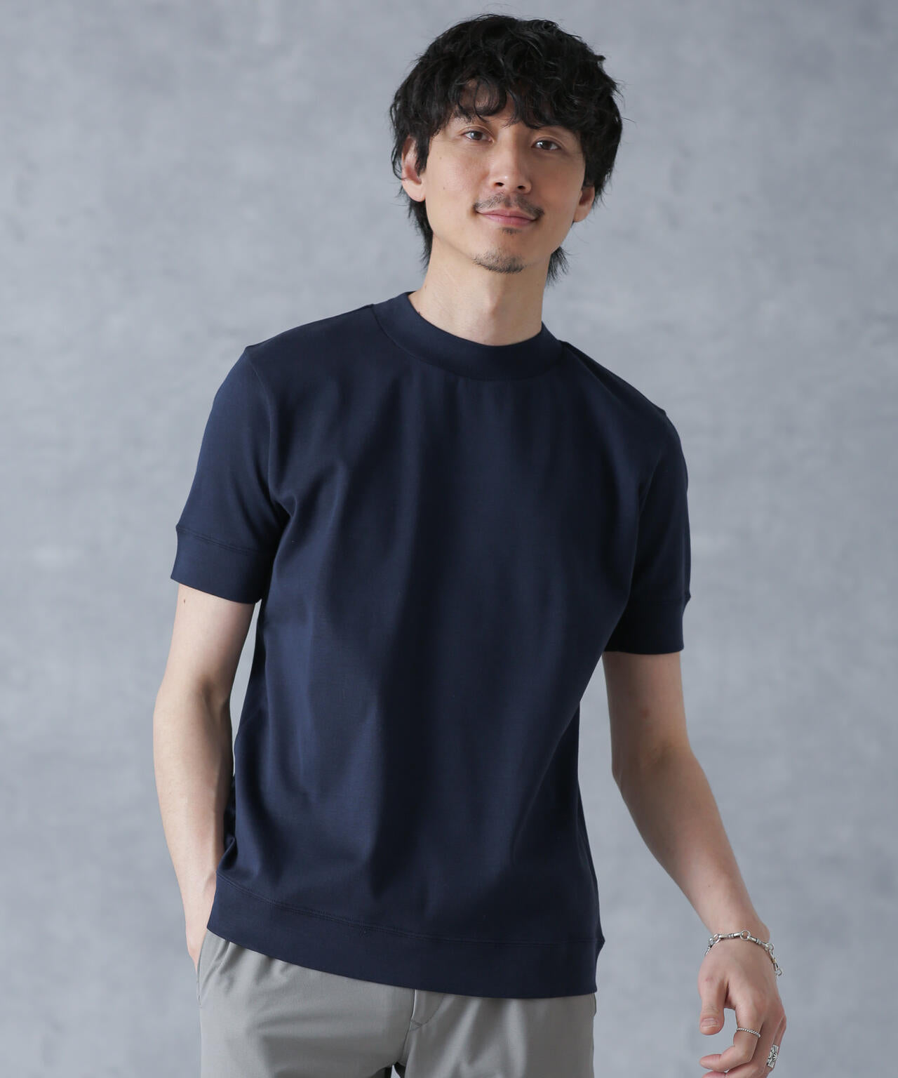 「FORMAL JERSEY」モックネックカットソー半袖