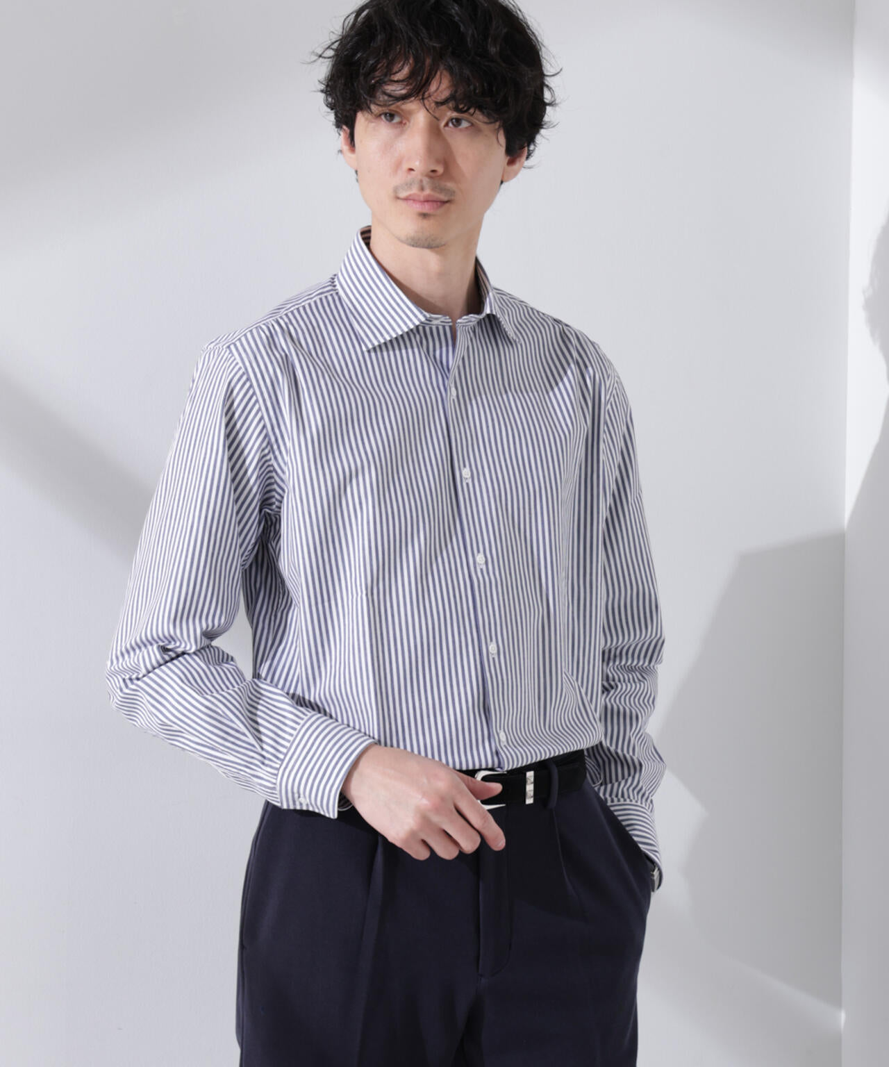 ｢N shirt｣Anti Soaked(R) 汗染み防止セミワイドカラーシャツ長袖