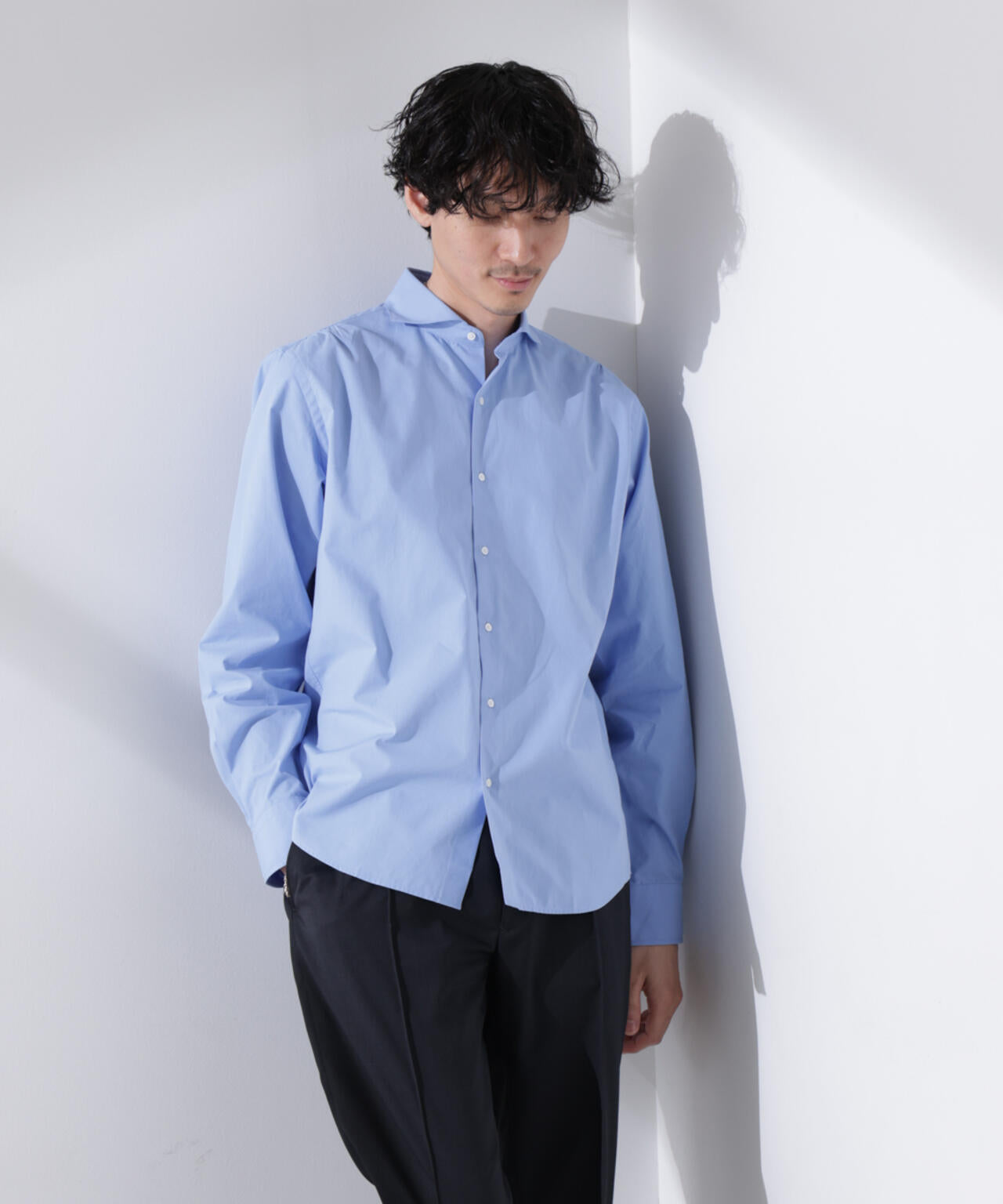 ｢N shirt｣Anti Soaked(R) 汗染み防止ホリゾンタルカラーシャツ長袖