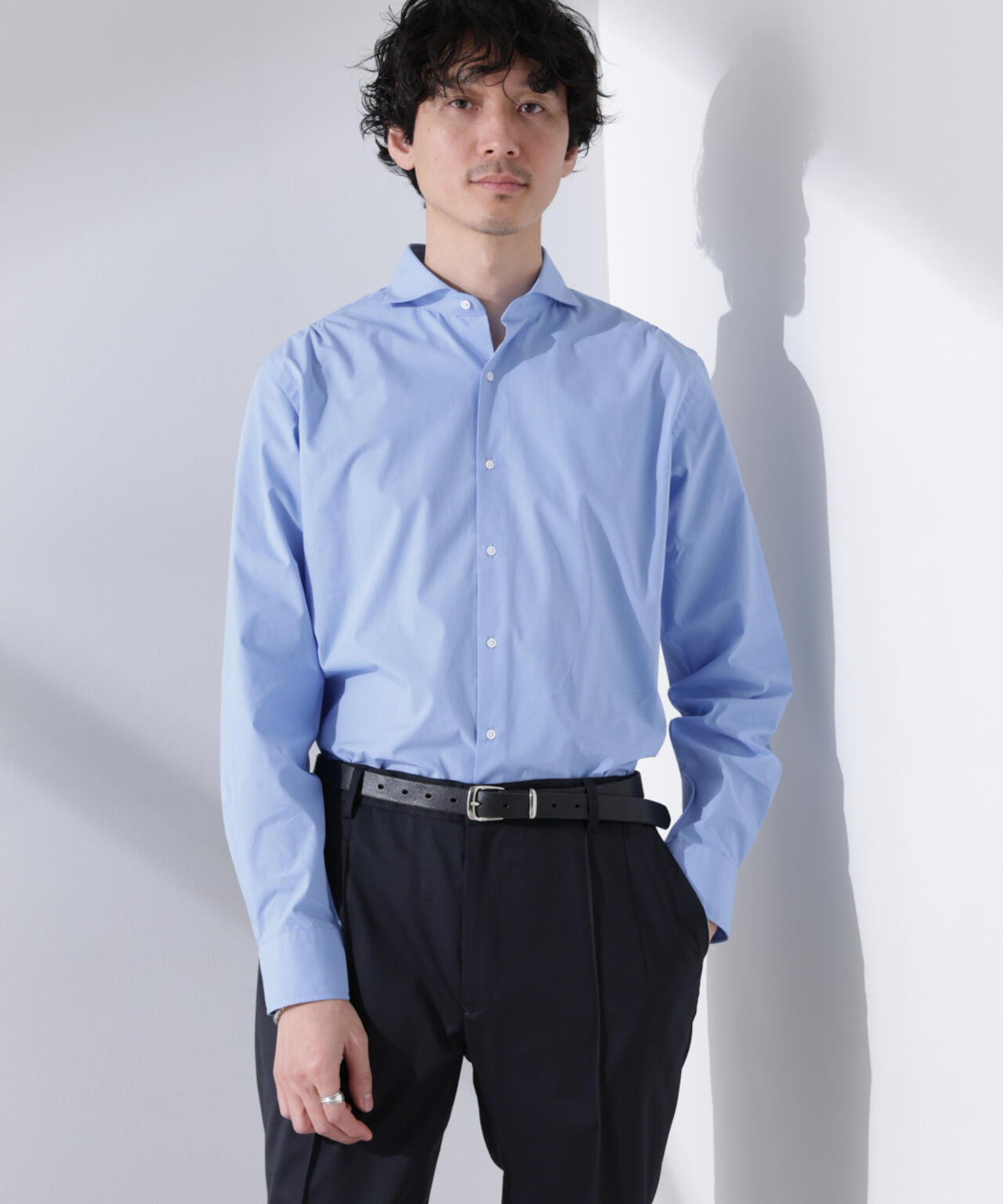 ｢N shirt｣Anti Soaked(R) 汗染み防止ホリゾンタルカラーシャツ長袖