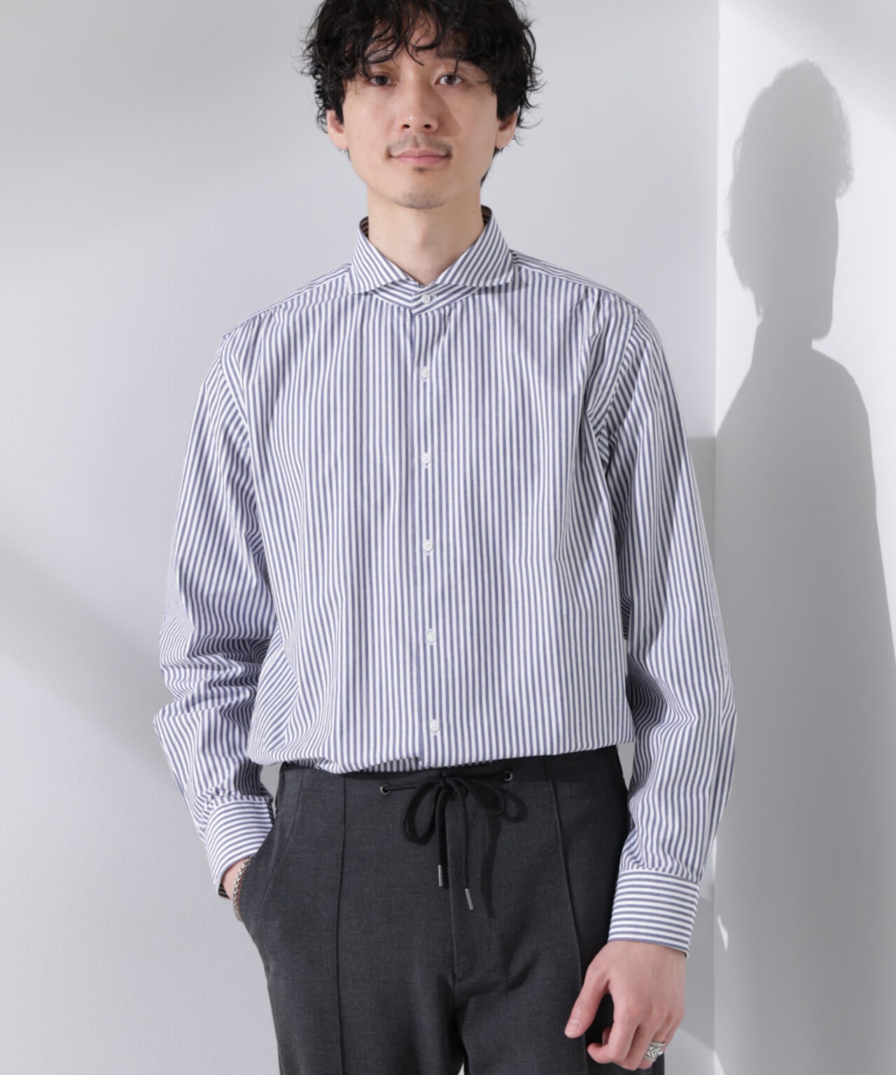 ｢N shirt｣Anti Soaked(R) 汗染み防止ホリゾンタルカラーシャツ長袖