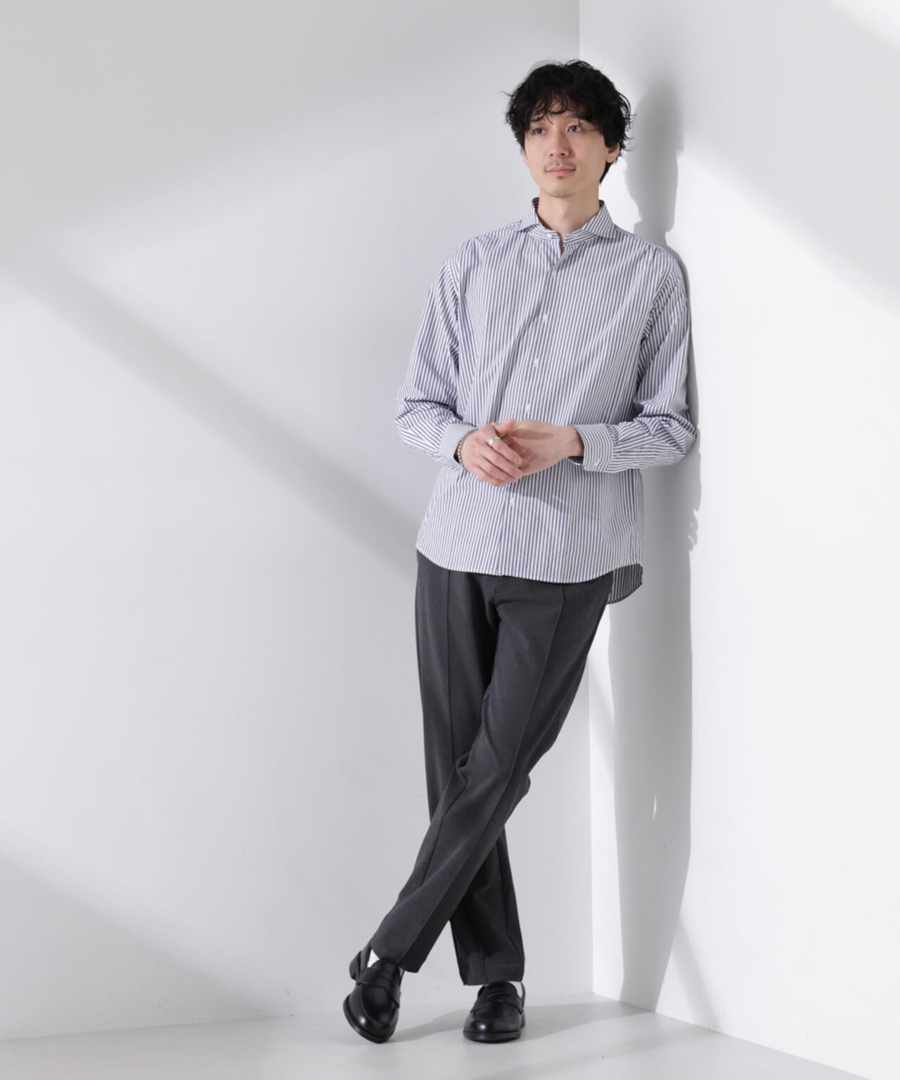 ｢N shirt｣Anti Soaked(R) 汗染み防止ホリゾンタルカラーシャツ長袖