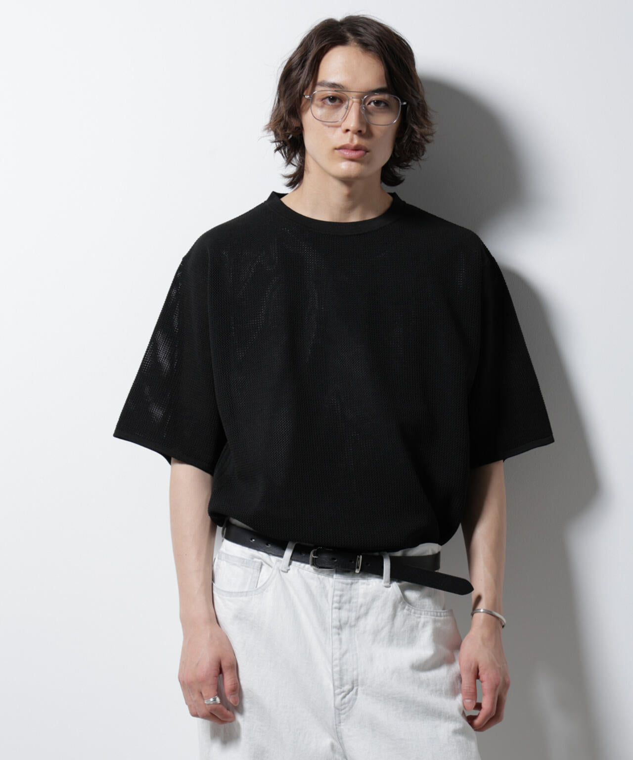 スポンディッシュ メッシュ クルーネックニットTEE