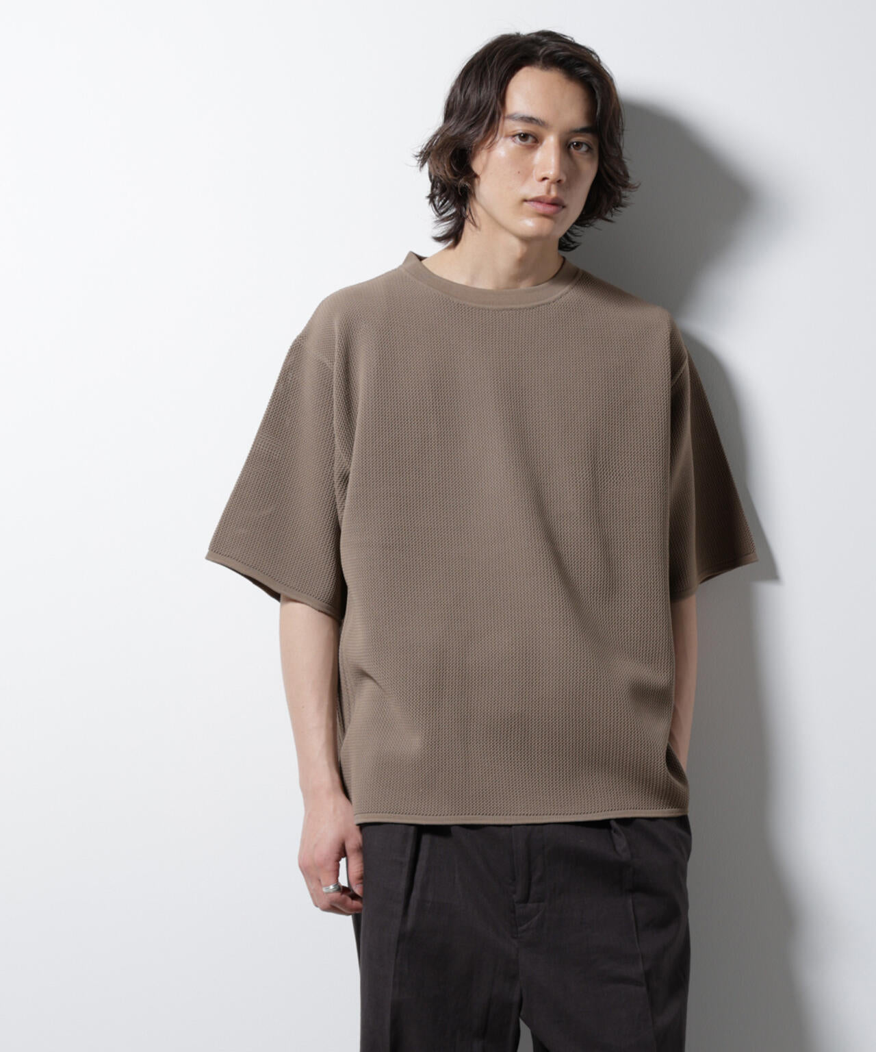 スポンディッシュ メッシュ クルーネックニットTEE