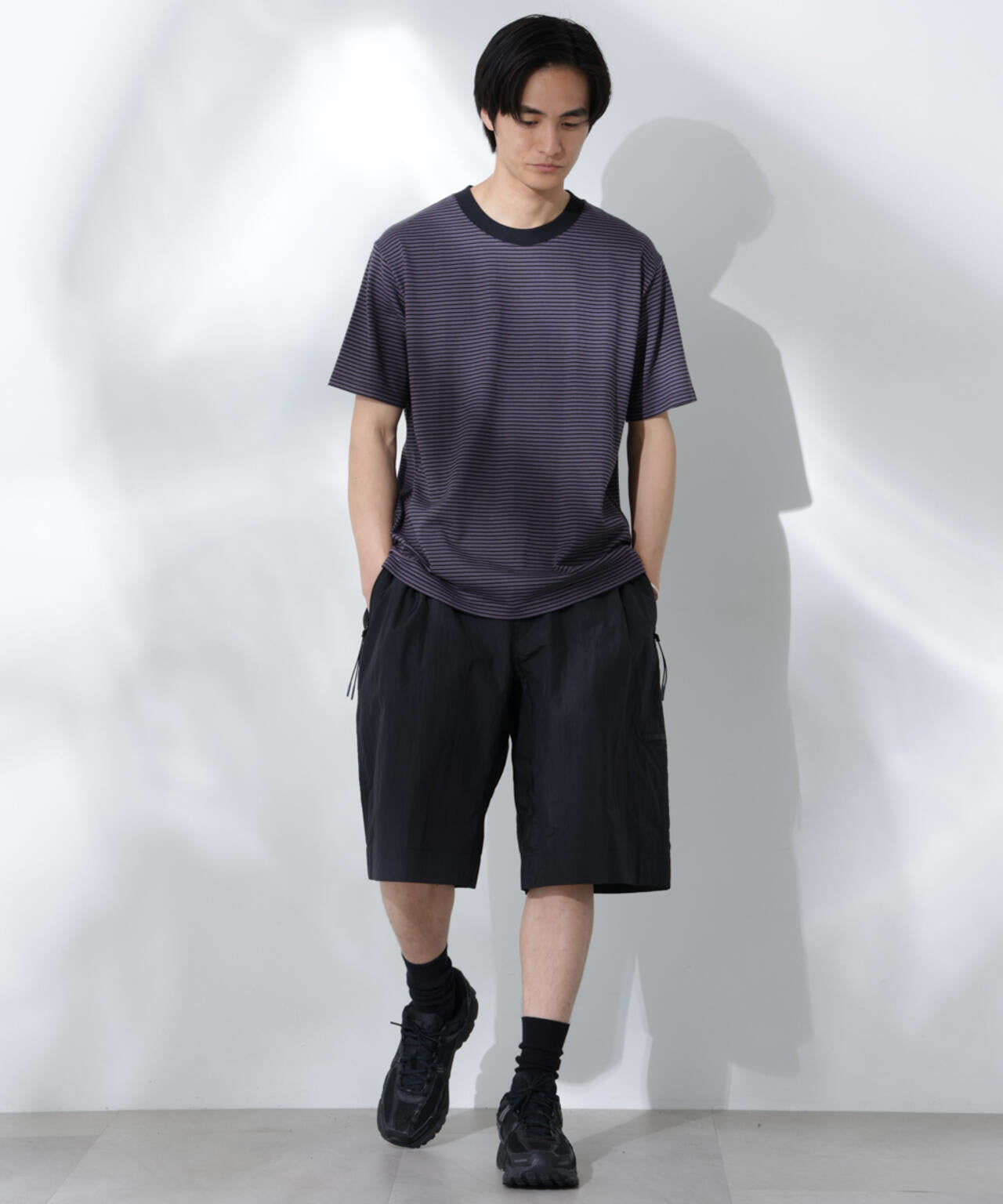 Anti Soaked(R)  汗染み防止 ボーダーミドルシルエットTシャツ