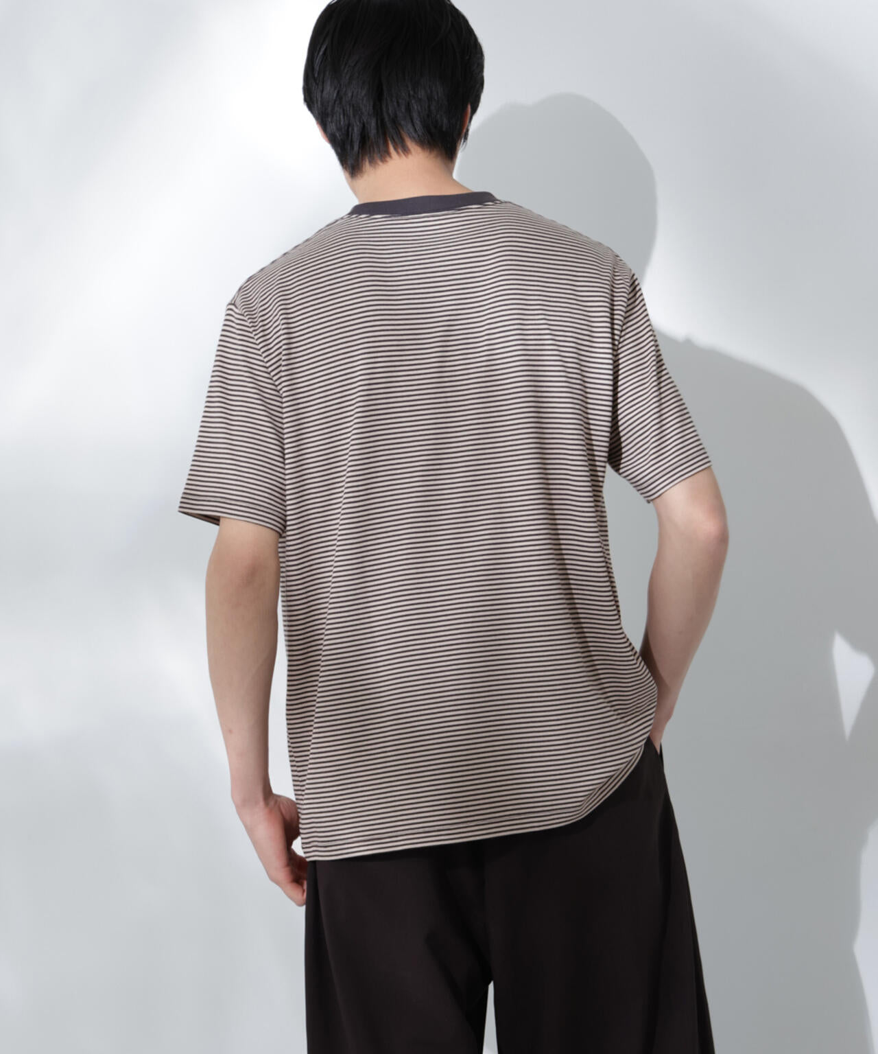 Anti Soaked(R)  汗染み防止 ボーダーミドルシルエットTシャツ