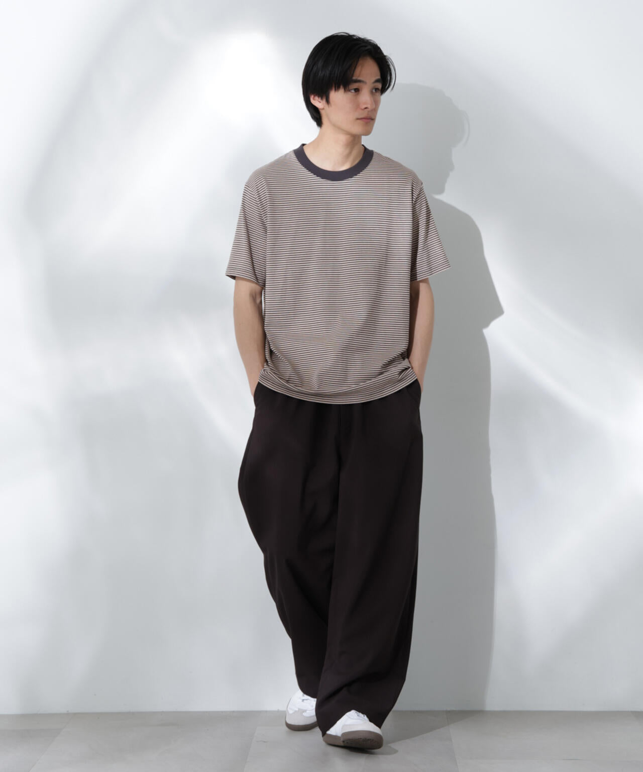 Anti Soaked(R)  汗染み防止 ボーダーミドルシルエットTシャツ