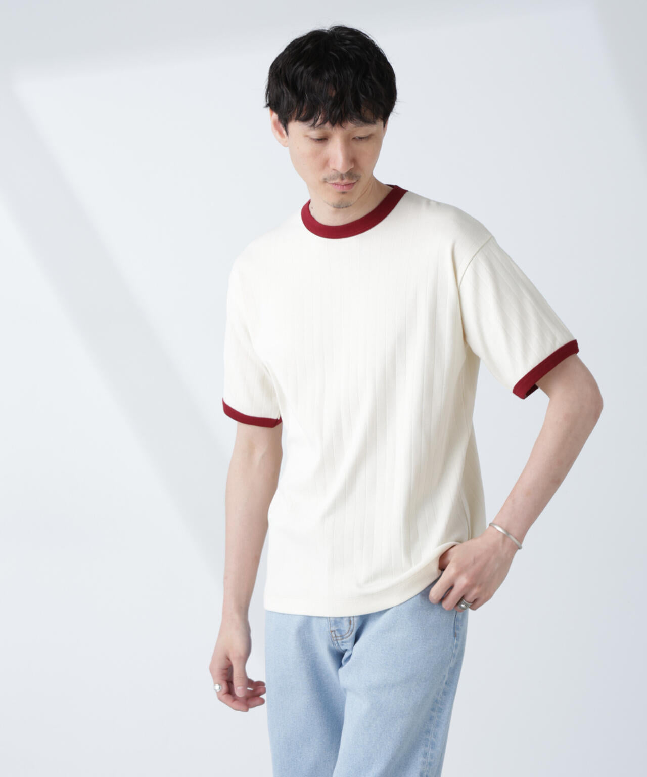 「NJ/CLUB」 針抜きリンガーTシャツ