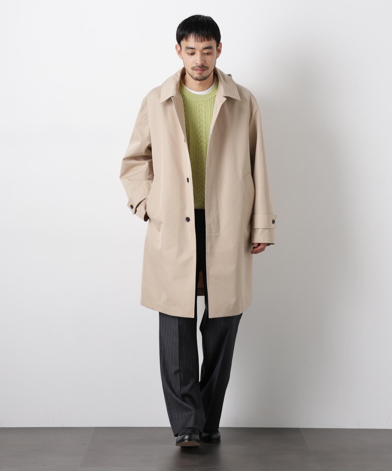 フーデッドステンカラーコート｢WARP PRINT｣ライニング