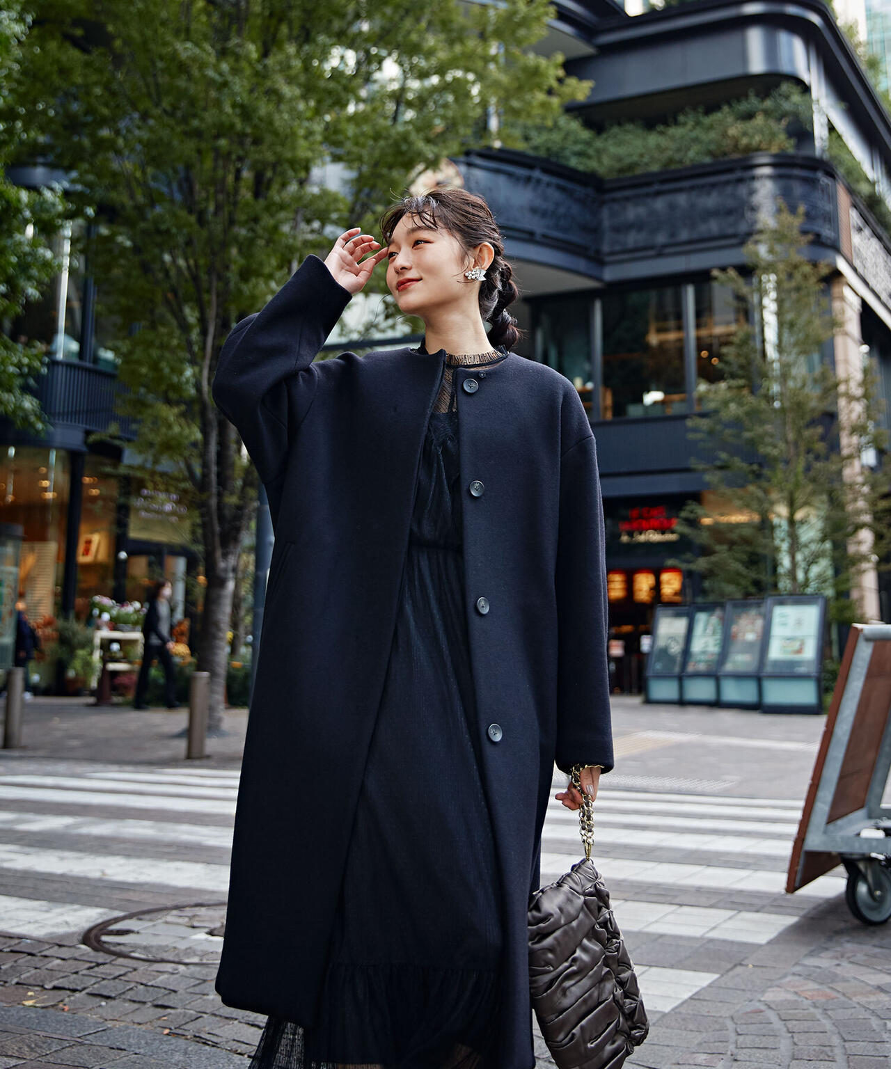 LB.03/BELLANDIノーカラーエッグコート