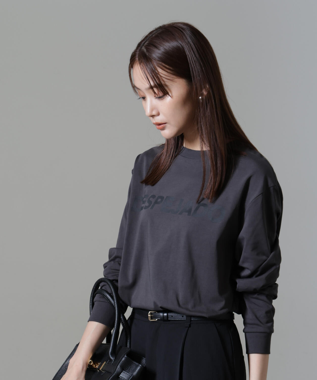 レタードロゴプリントロングスリーブTシャツ
