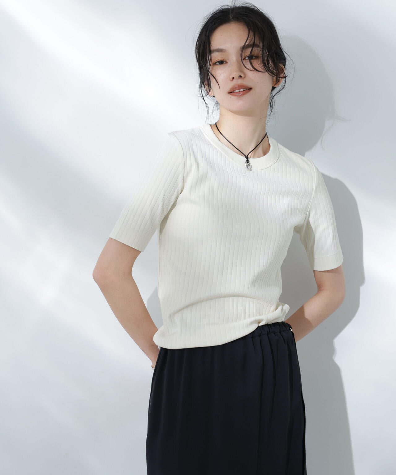 Anti Soaked(R) 汗染み防止クルーネックリブTシャツ