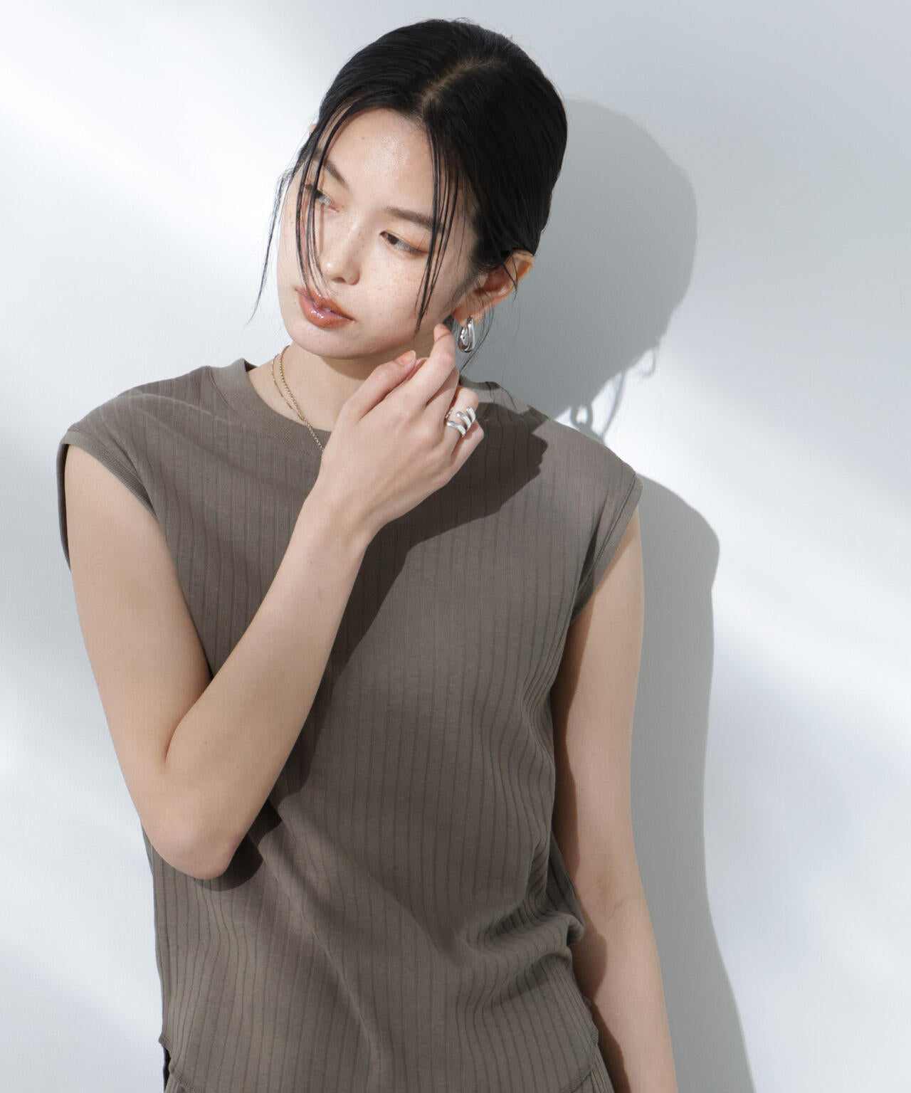 Anti Soaked(R) 汗染み防止リブノースリーブTシャツ（セットアップ可）