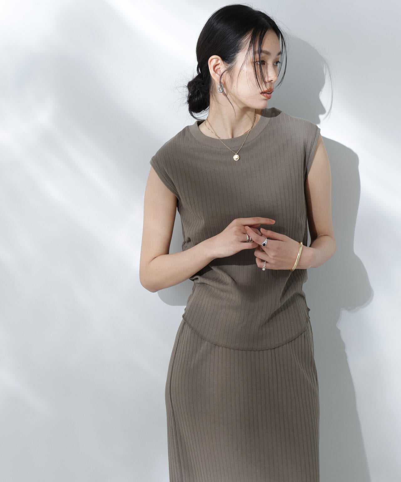 Anti Soaked(R) 汗染み防止リブノースリーブTシャツ（セットアップ可）