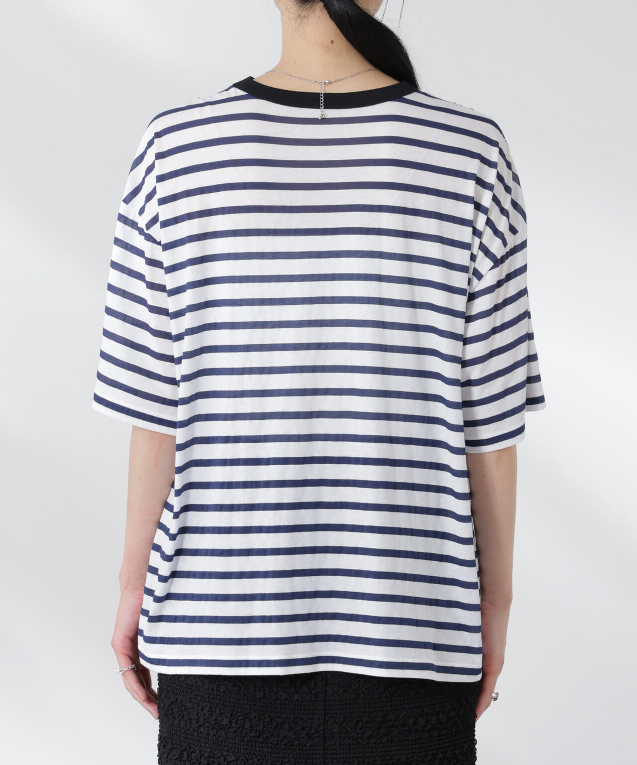 ボーダーシアーコットンTシャツ