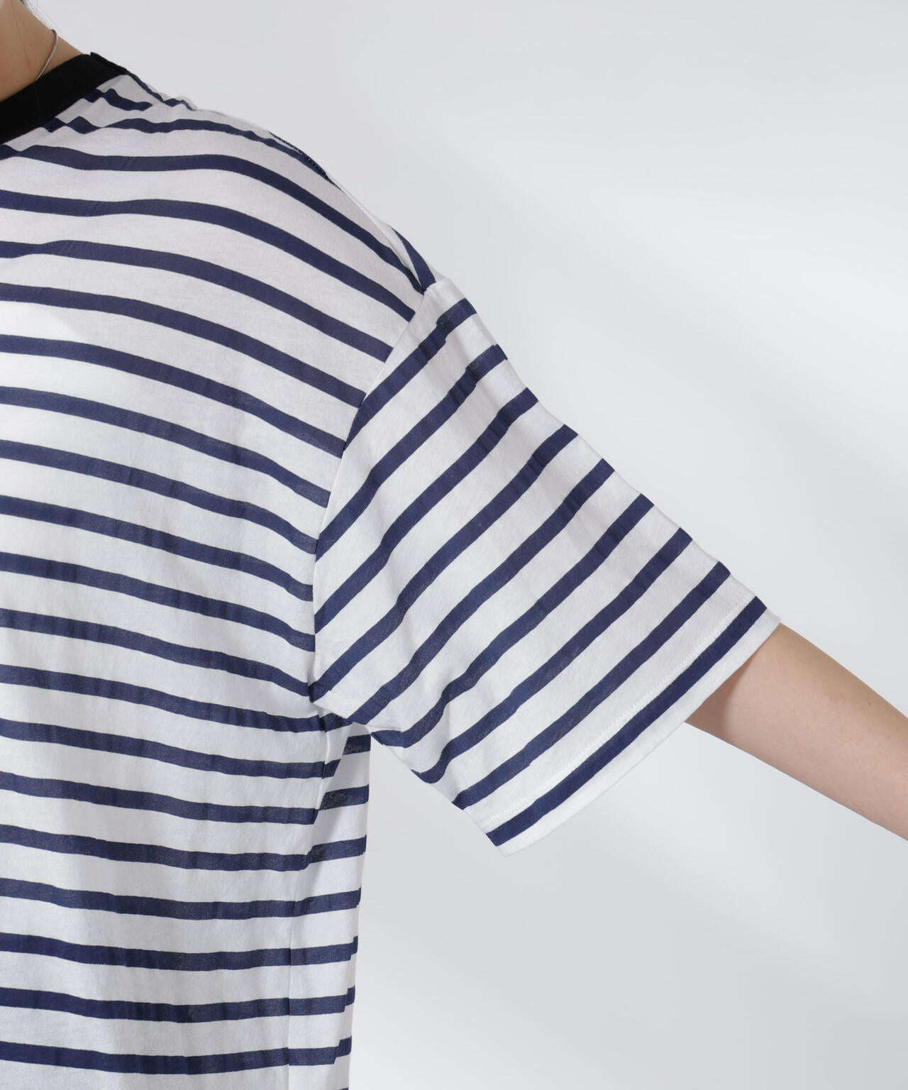 ボーダーシアーコットンTシャツ