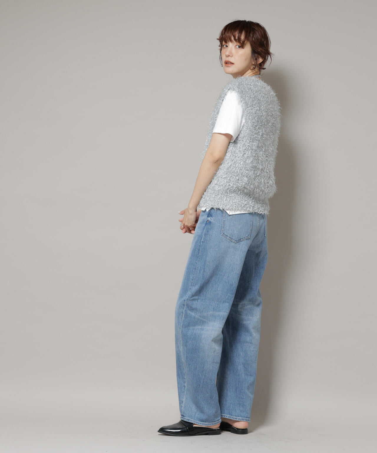 シャギーラメベスト