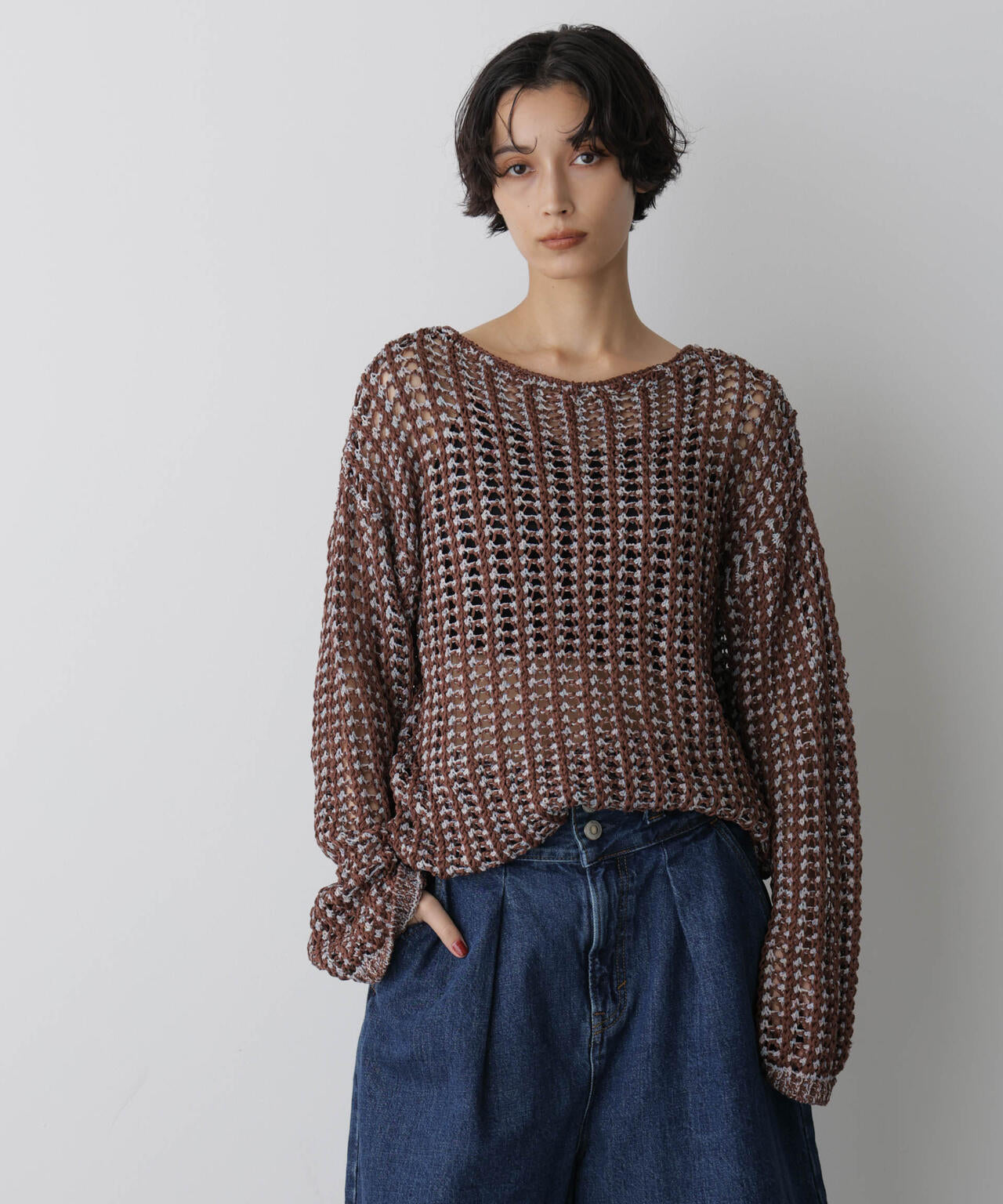 「STEVELOUR」シャイニーレースニットトップス