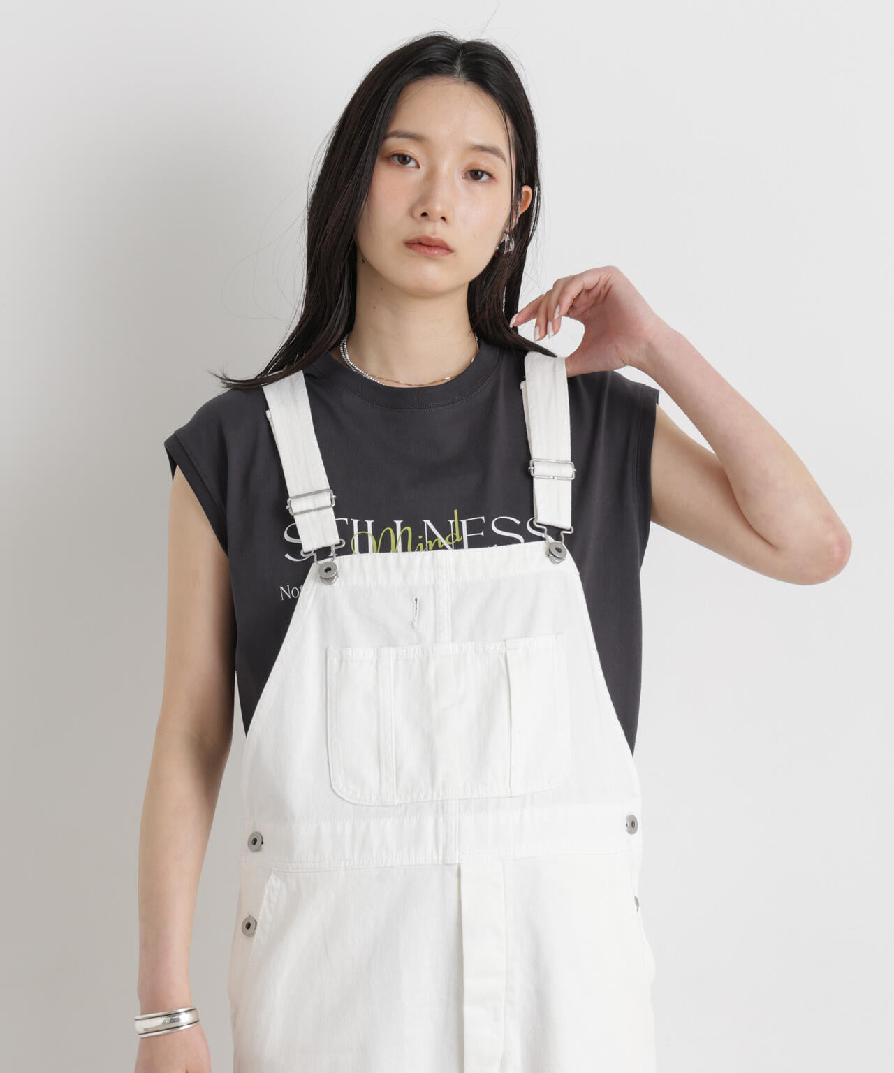 MINERALTEX(TM)ロゴプリントノースリーブTシャツ