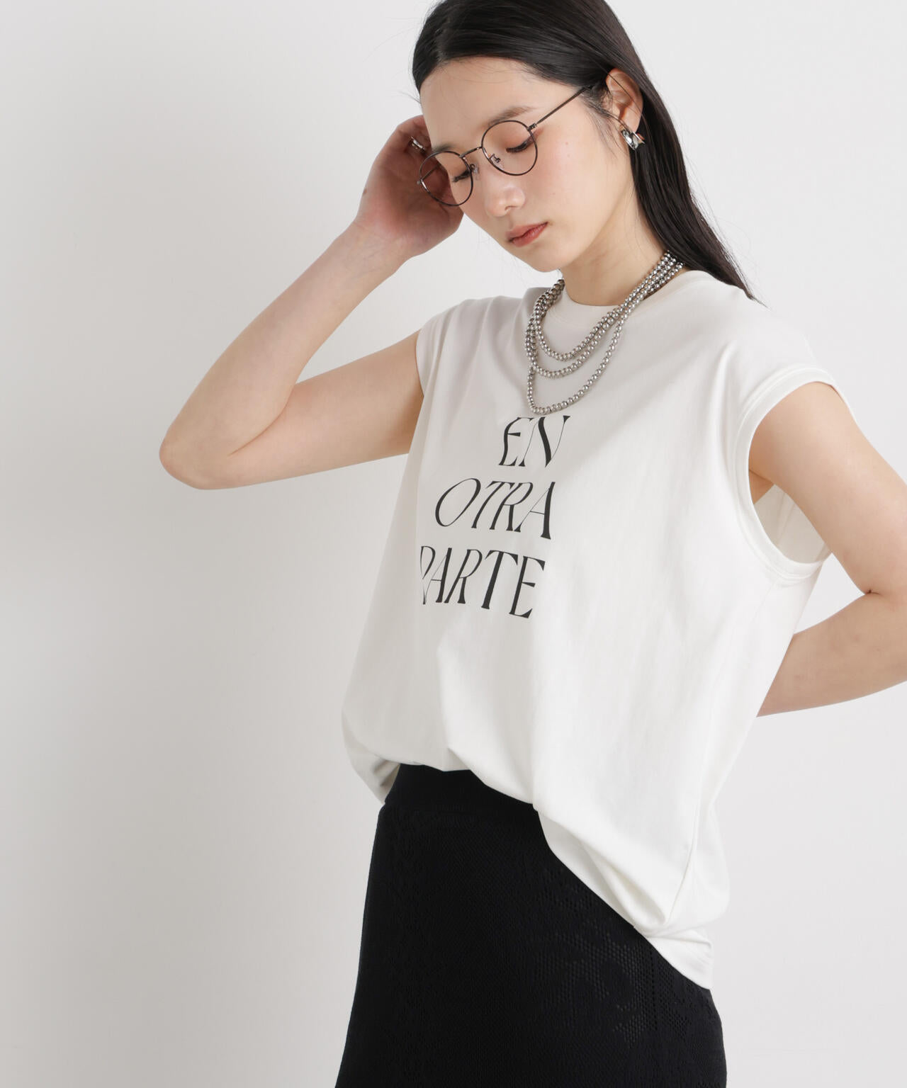 MINERALTEX(TM)ロゴプリントノースリーブTシャツ