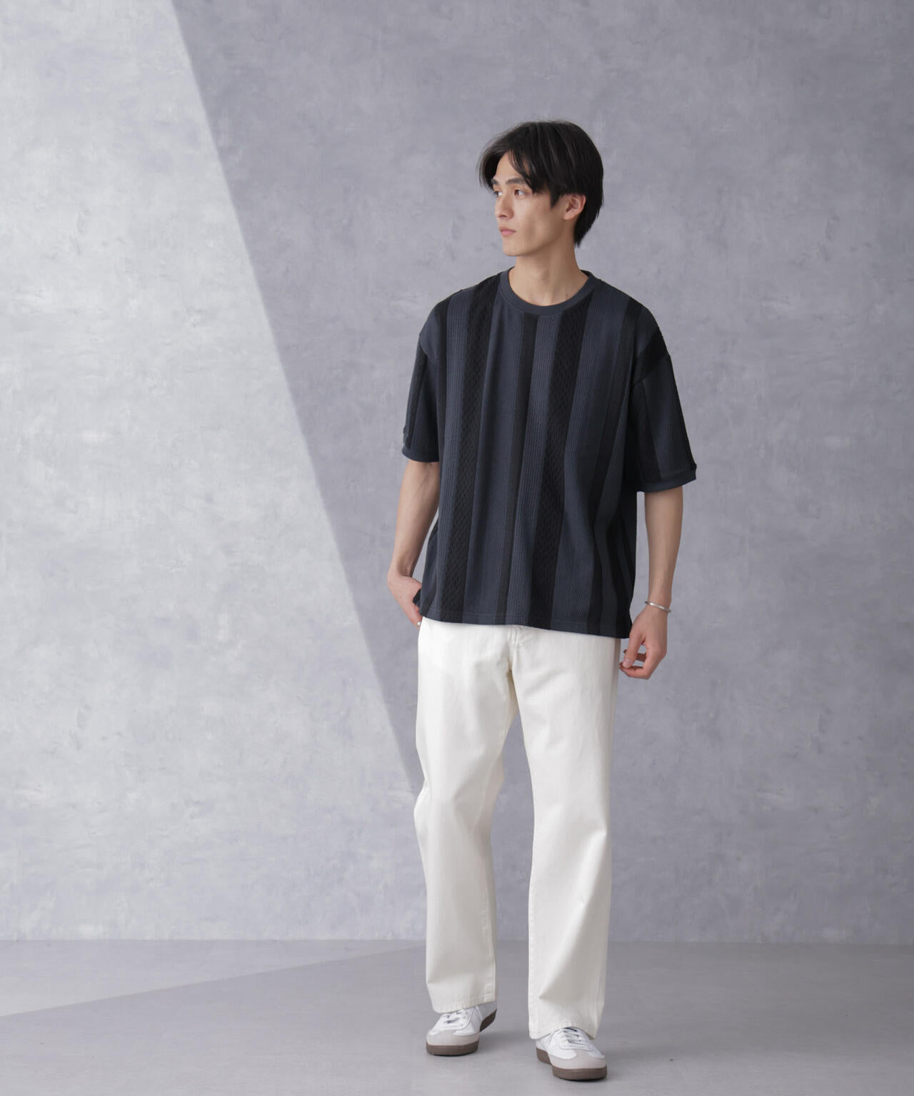 ストライプジャガードTシャツ 半袖