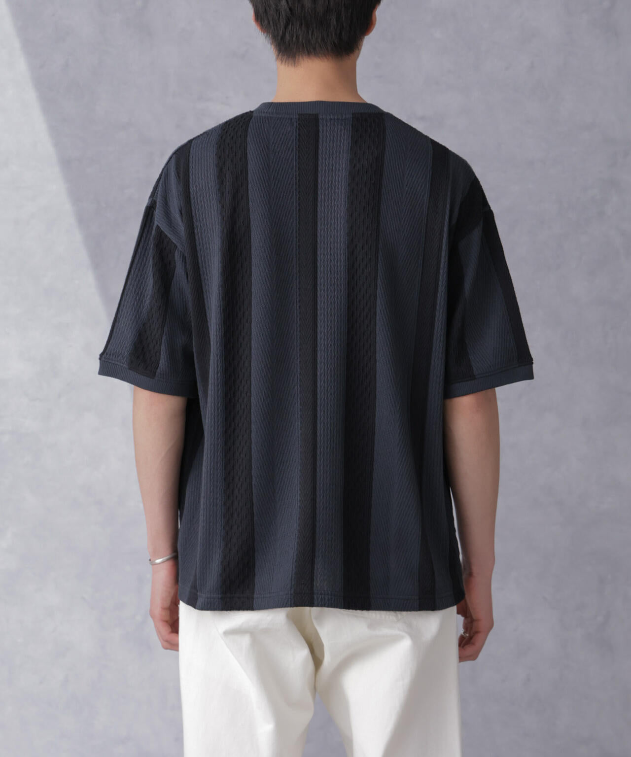 ストライプジャガードTシャツ 半袖